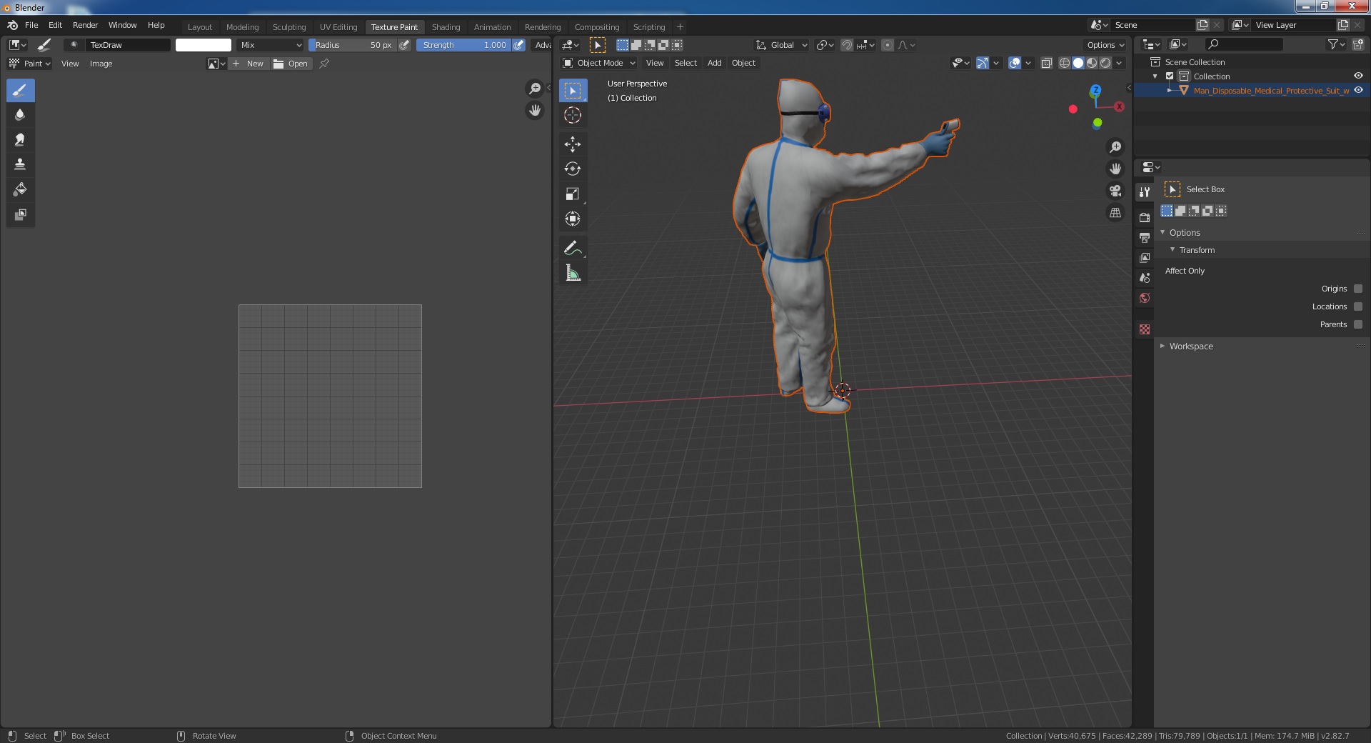 3D model Man Disposable Medical Protective Suit with Thermometer