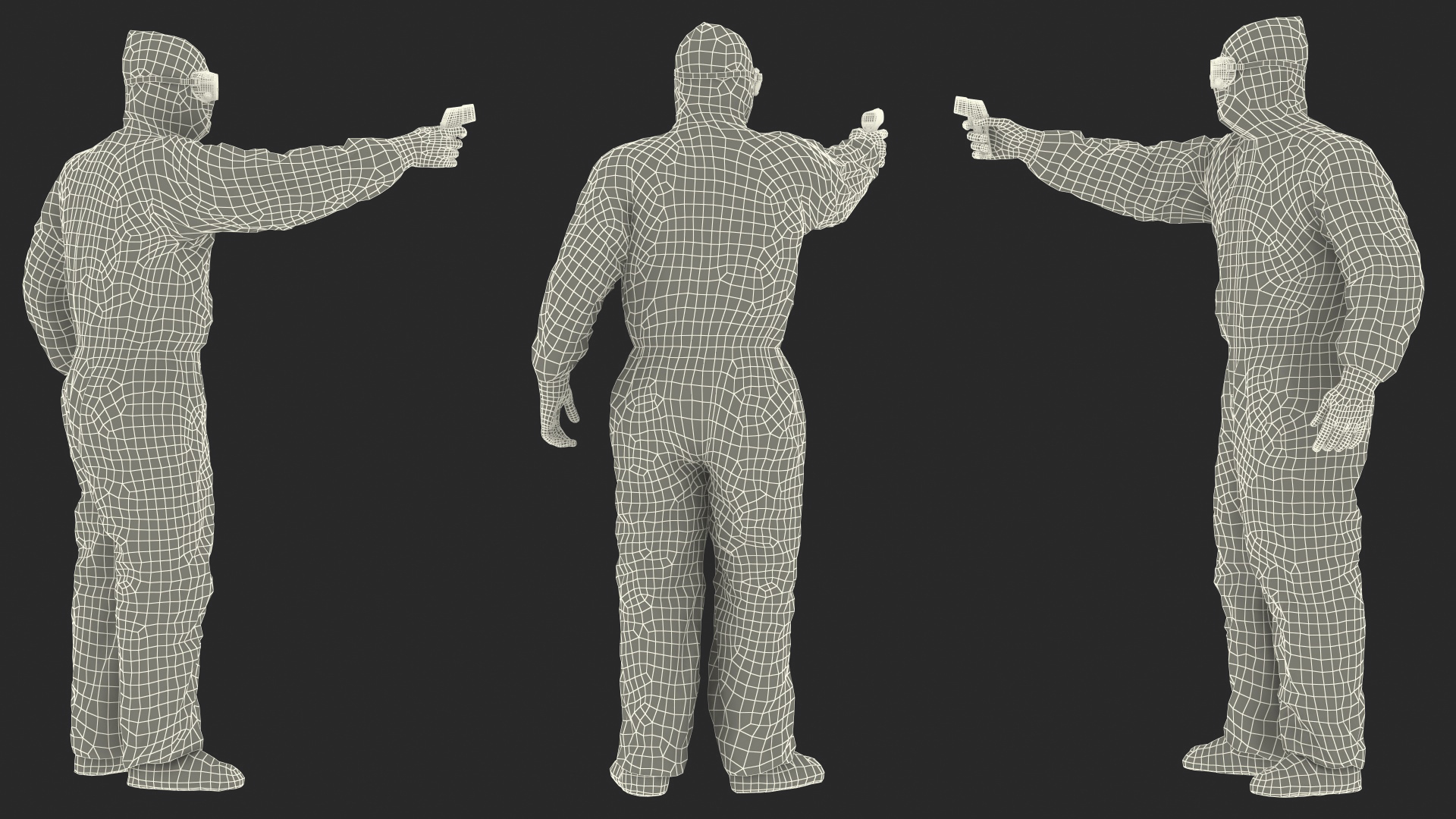 3D model Man Disposable Medical Protective Suit with Thermometer