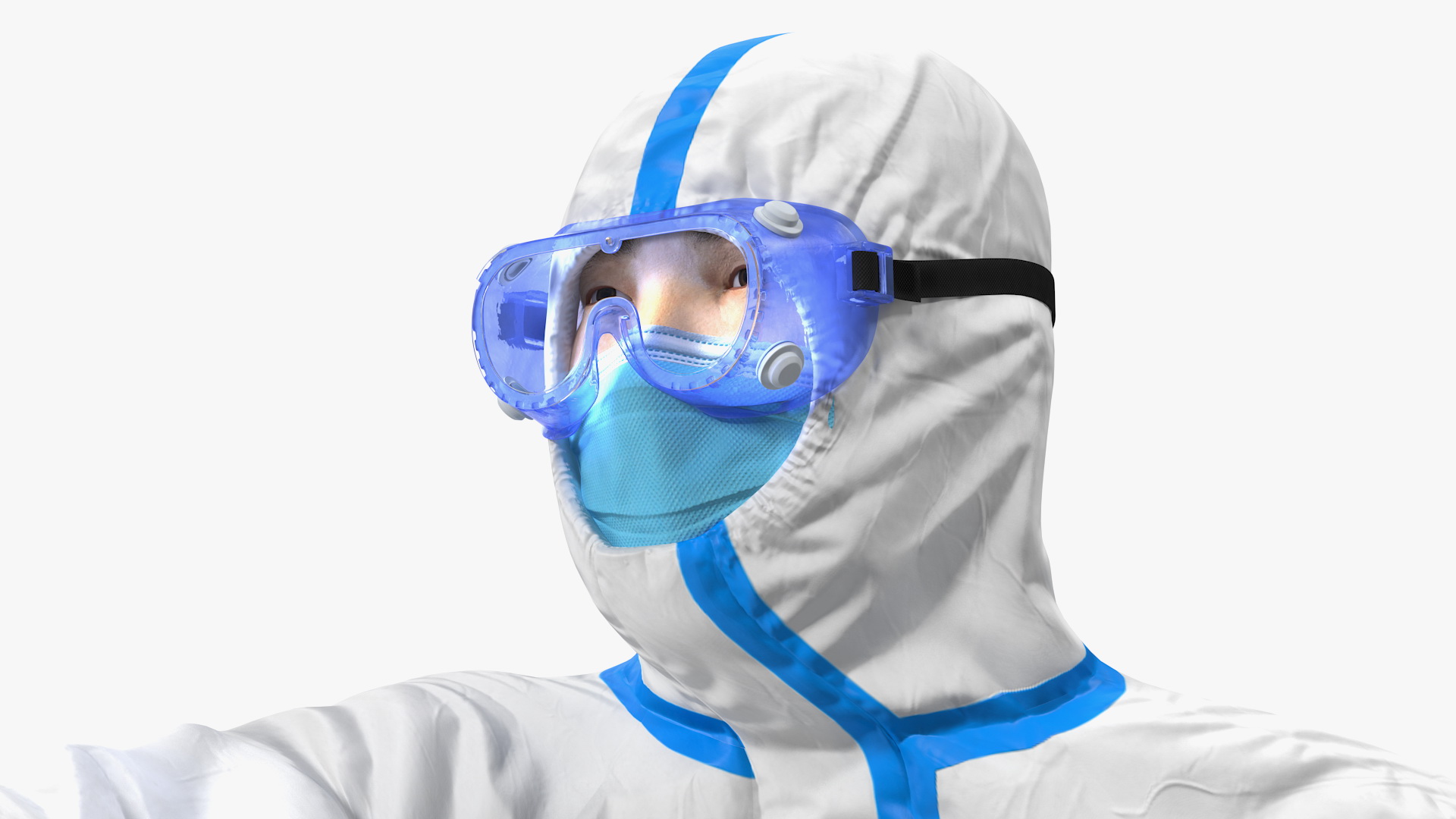 3D model Man Disposable Medical Protective Suit with Thermometer