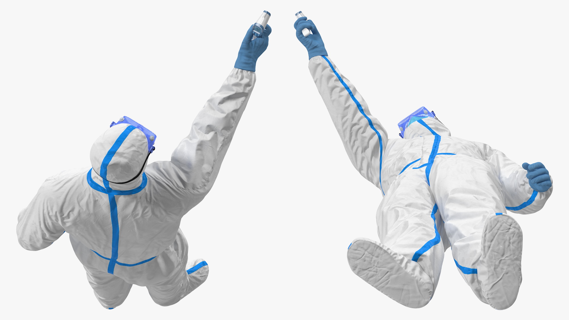 3D model Man Disposable Medical Protective Suit with Thermometer