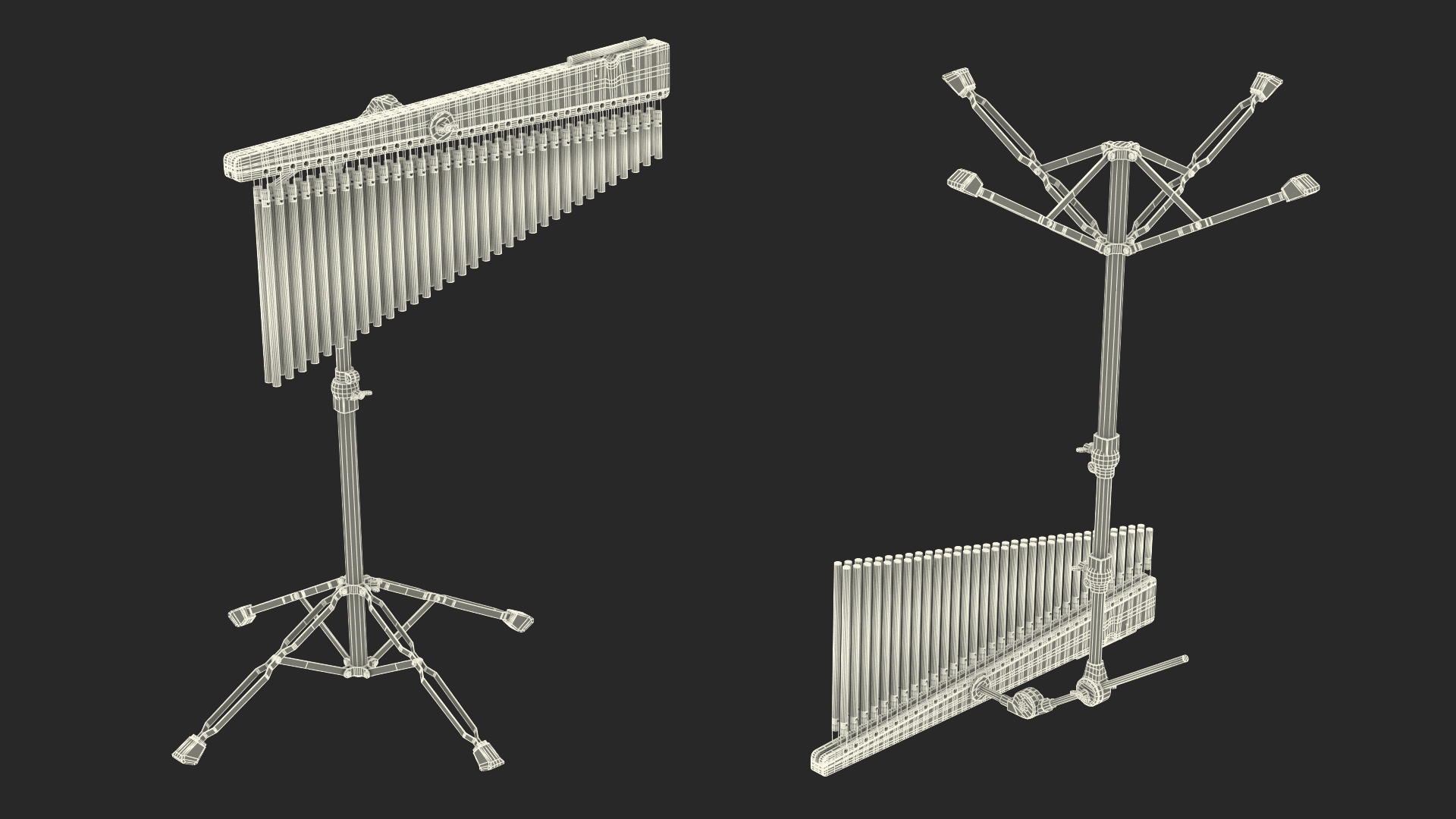 Chimes Percussion Instrument With Stand 3D model