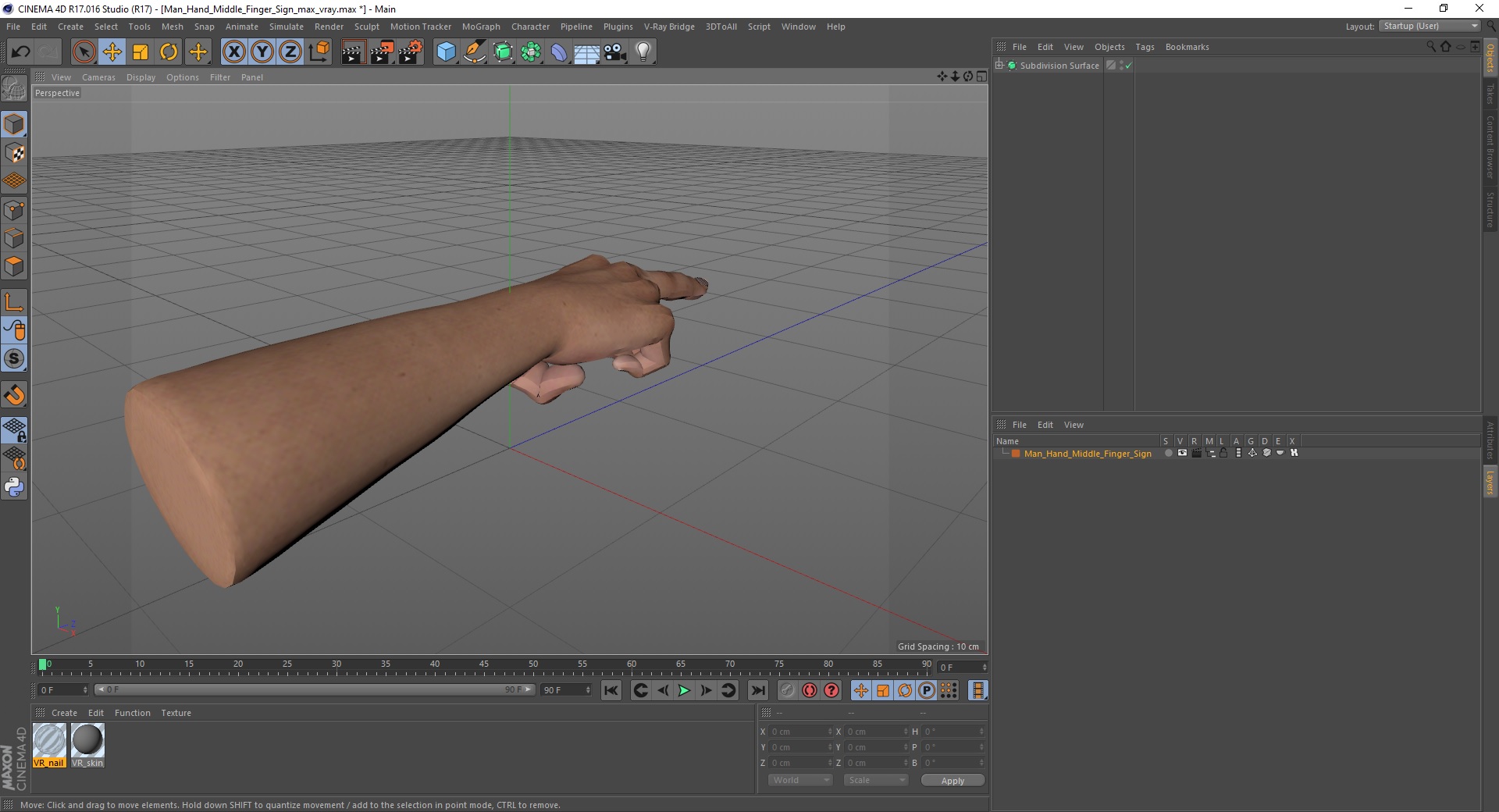 Man Hand Middle Finger Sign 3D
