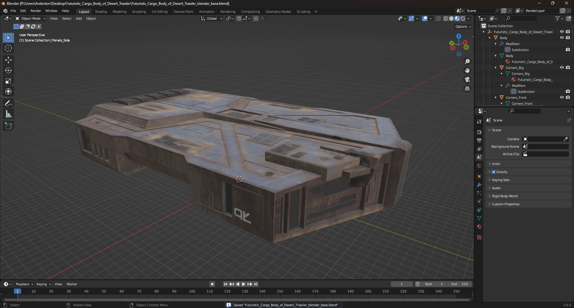 Futuristic Cargo Body of Desert Trawler 3D model