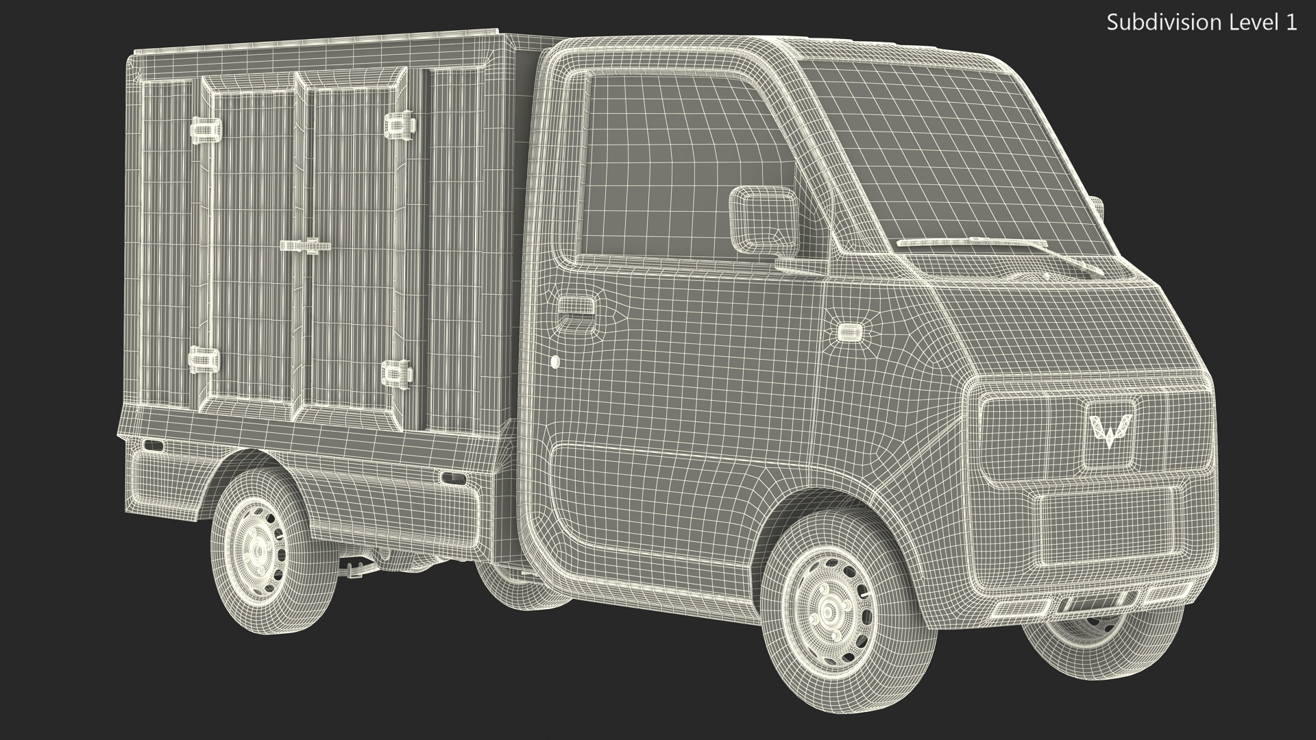 Wuling E10 Mini Truck Grey Color Rigged 3D model
