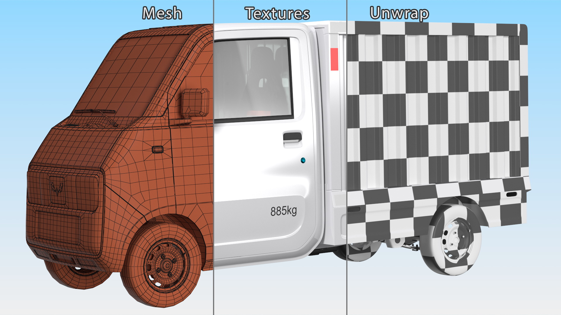 Wuling E10 Mini Truck Grey Color Rigged 3D model