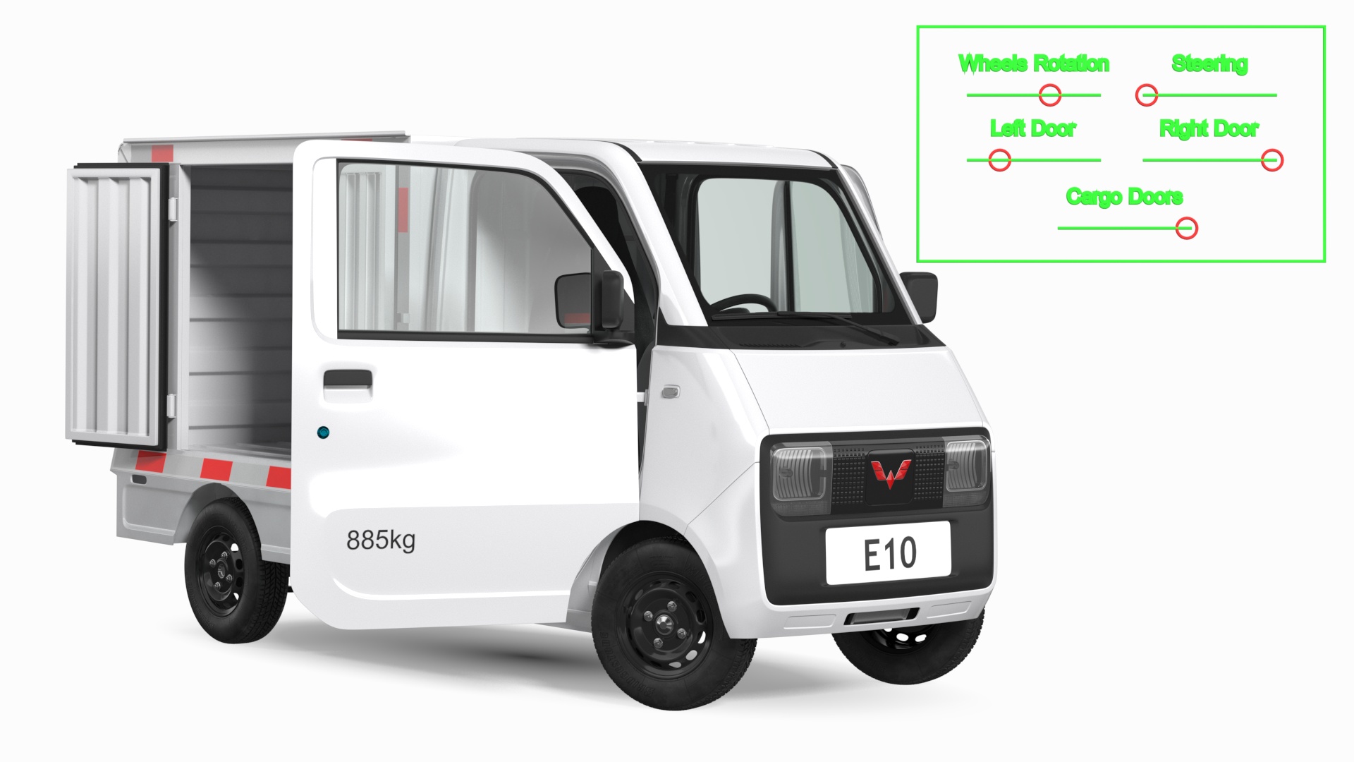 Wuling E10 Mini Truck Grey Color Rigged 3D model