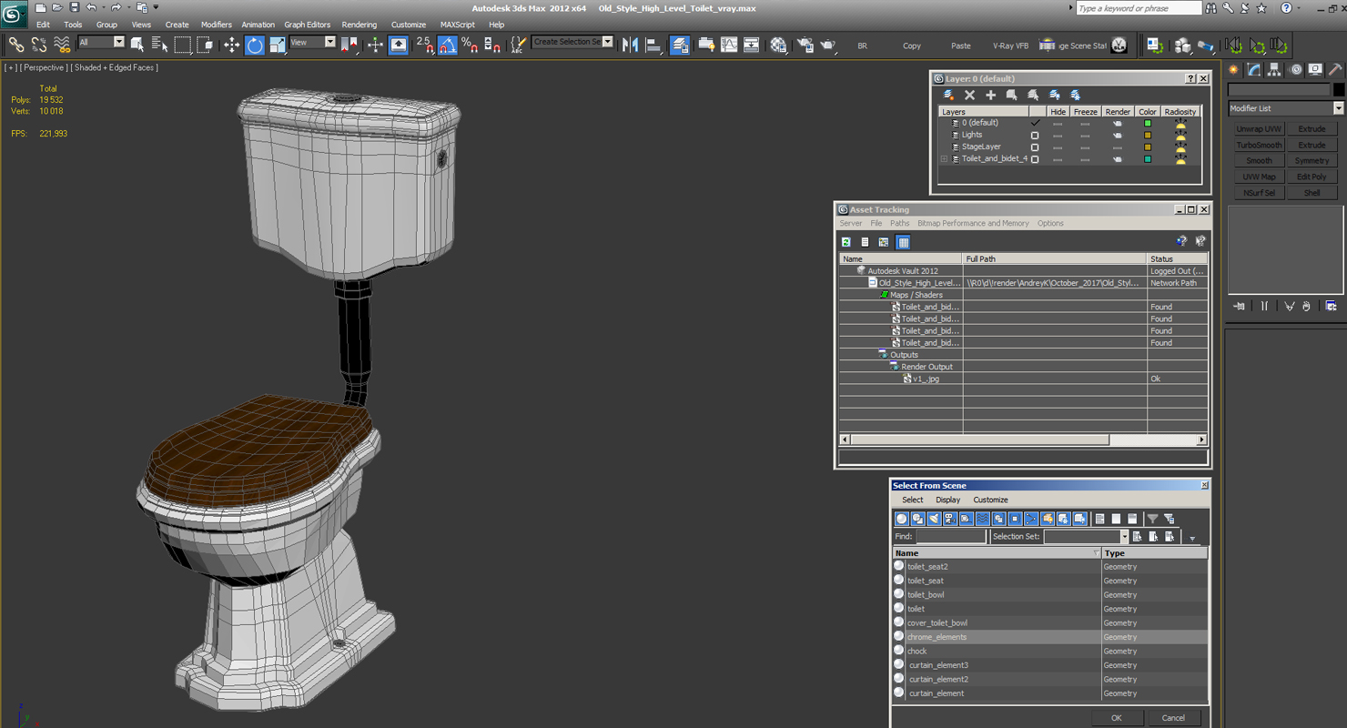 Old Style High Level Toilet 3D