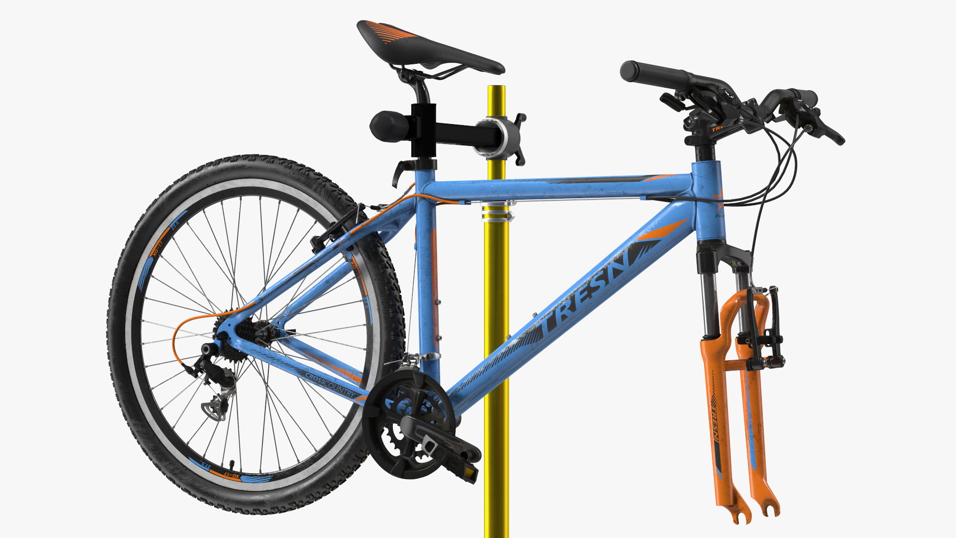 Mountain Bike Repair Stand with Parts 3D