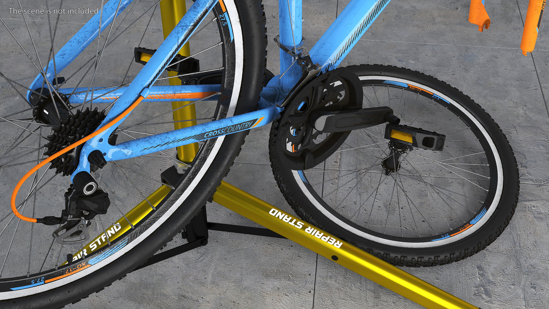 Mountain Bike Repair Stand with Parts 3D