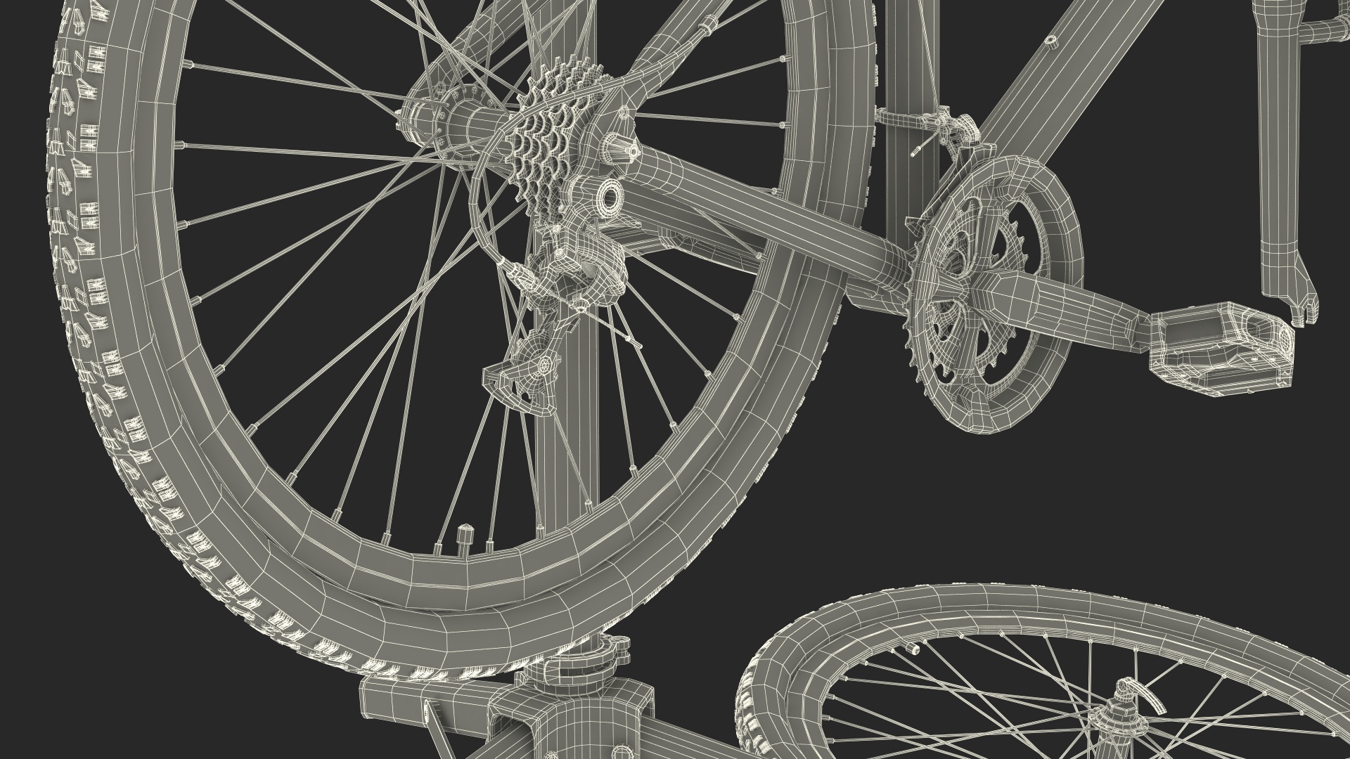 Mountain Bike Repair Stand with Parts 3D