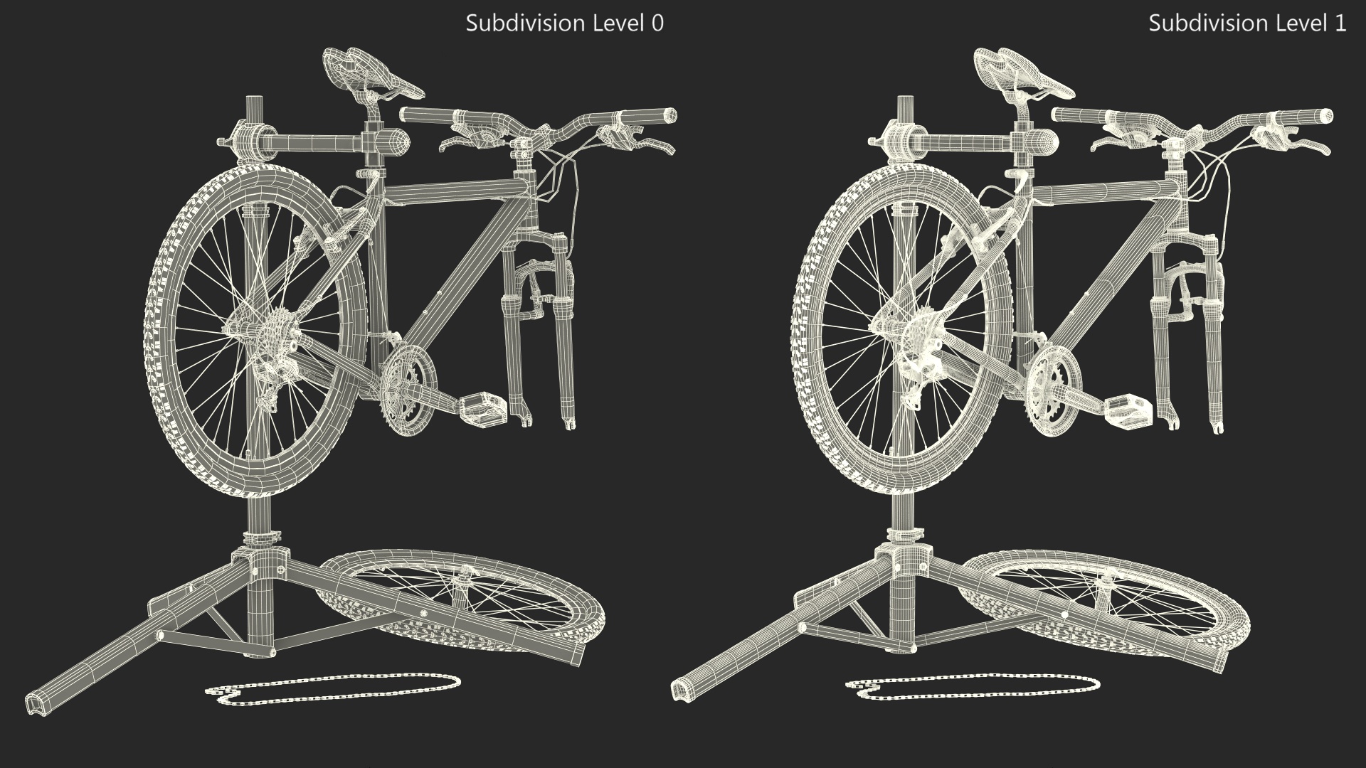 Mountain Bike Repair Stand with Parts 3D