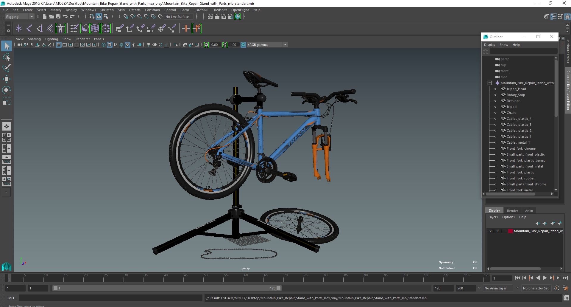 Mountain Bike Repair Stand with Parts 3D