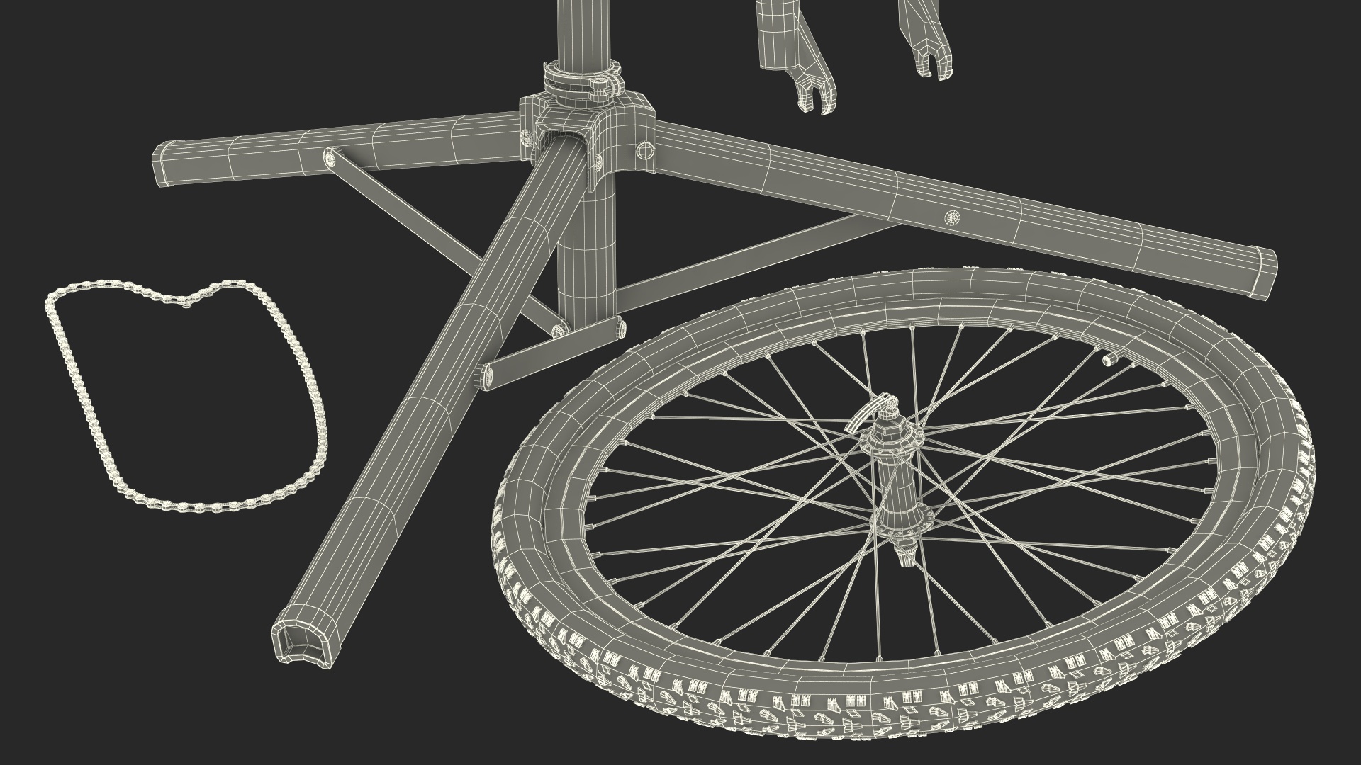 Mountain Bike Repair Stand with Parts 3D