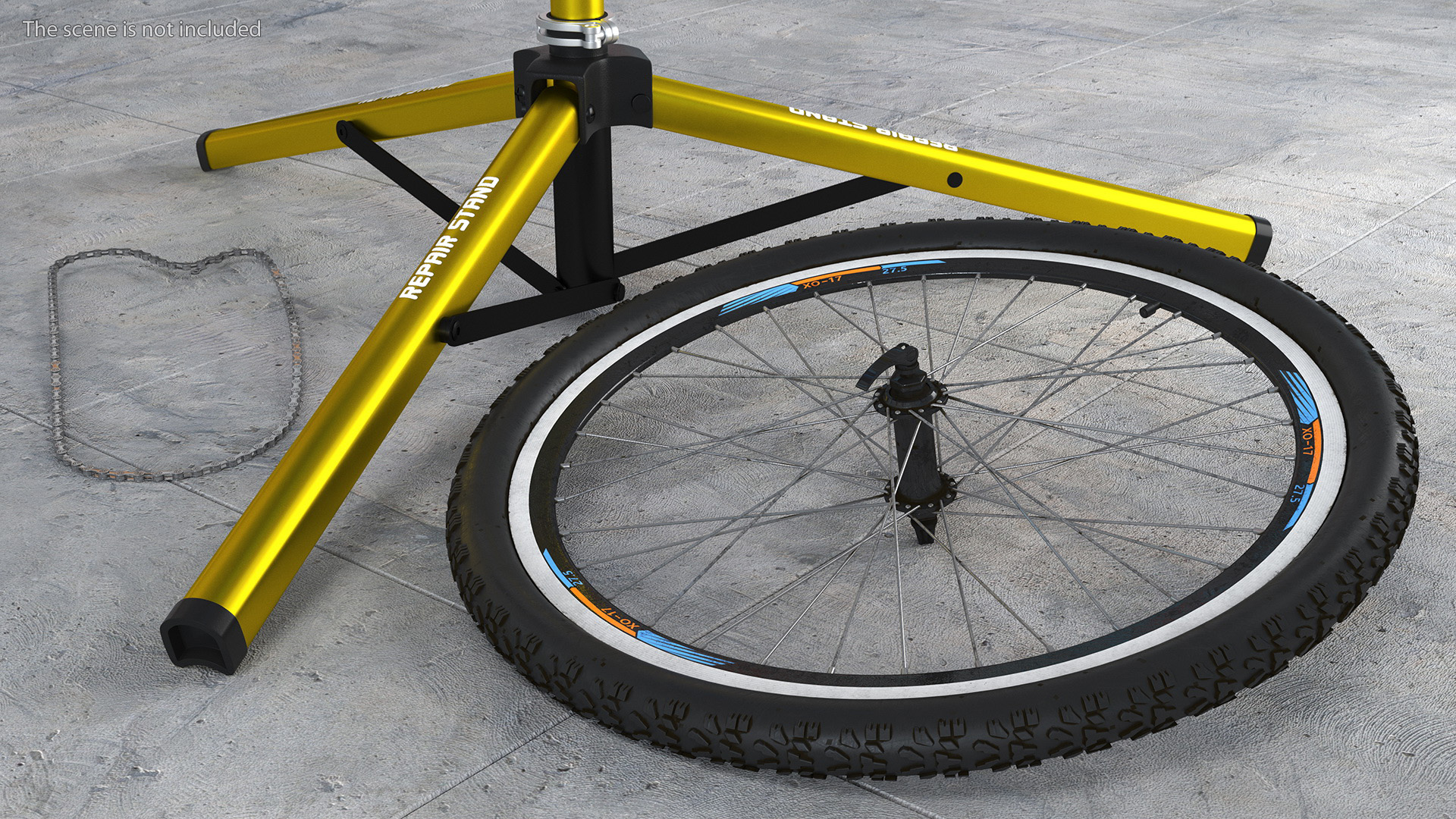 Mountain Bike Repair Stand with Parts 3D