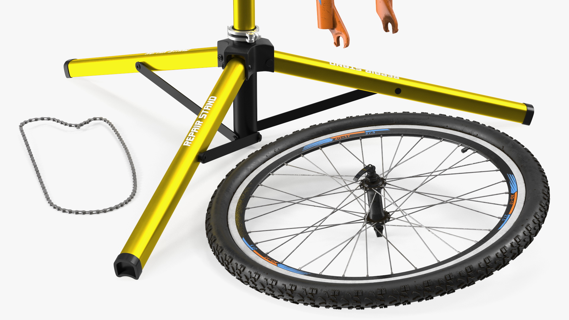 Mountain Bike Repair Stand with Parts 3D