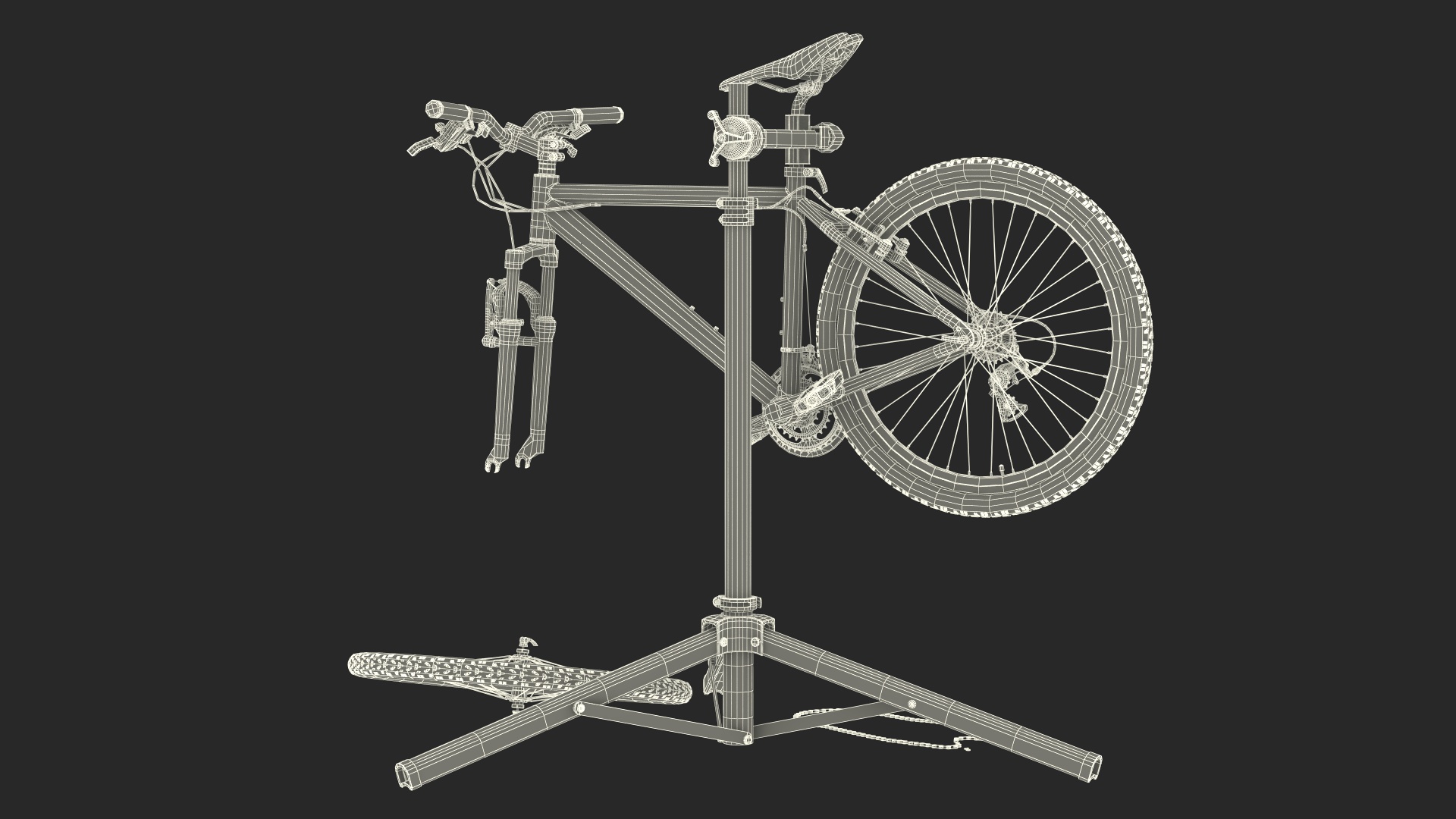 Mountain Bike Repair Stand with Parts 3D