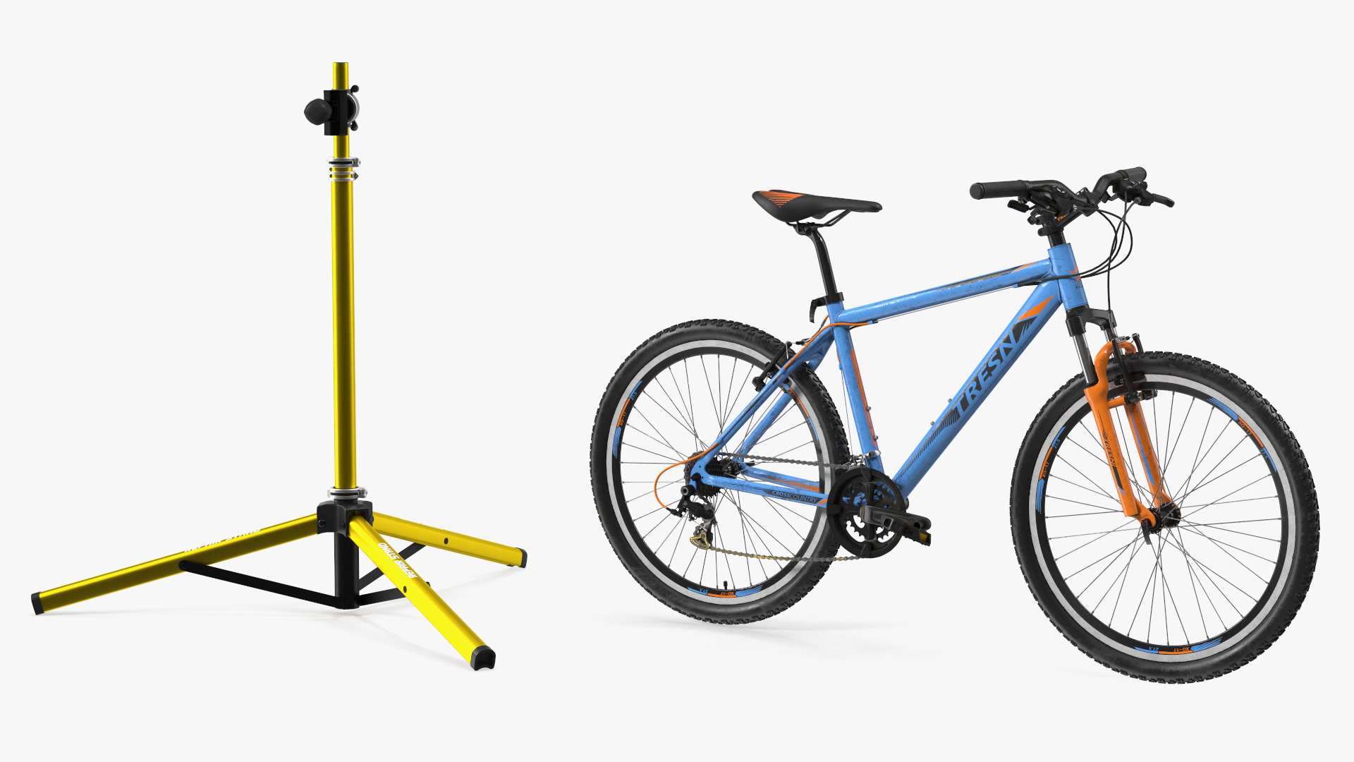 Mountain Bike Repair Stand with Parts 3D