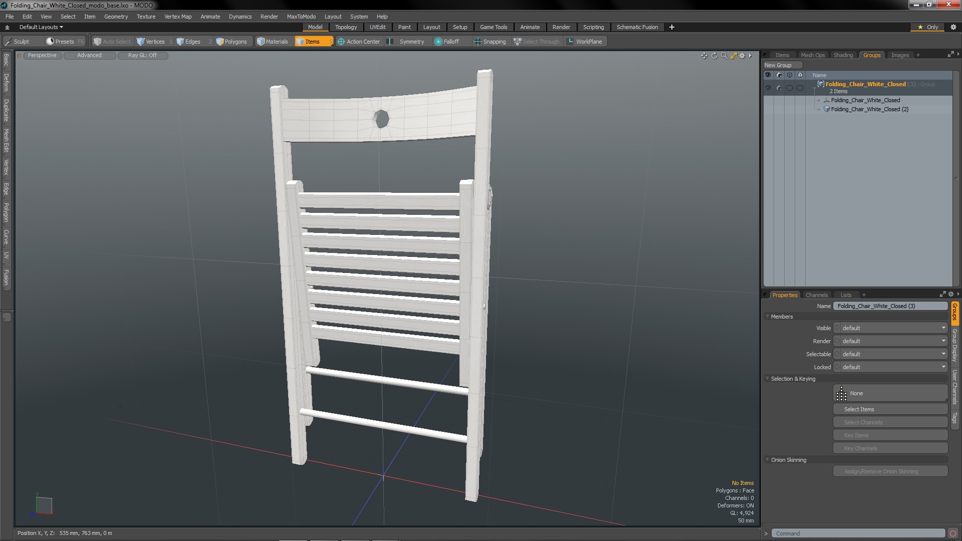 3D Folding Chair White Closed