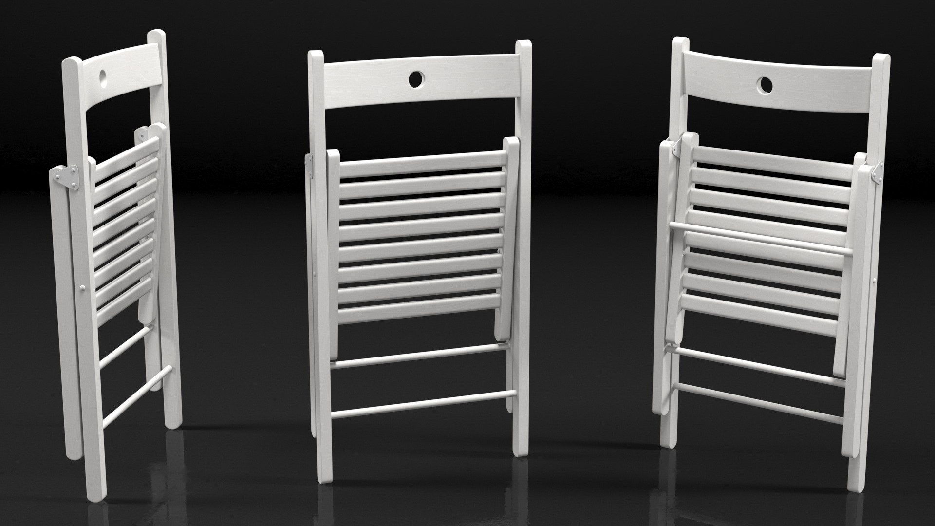 3D Folding Chair White Closed