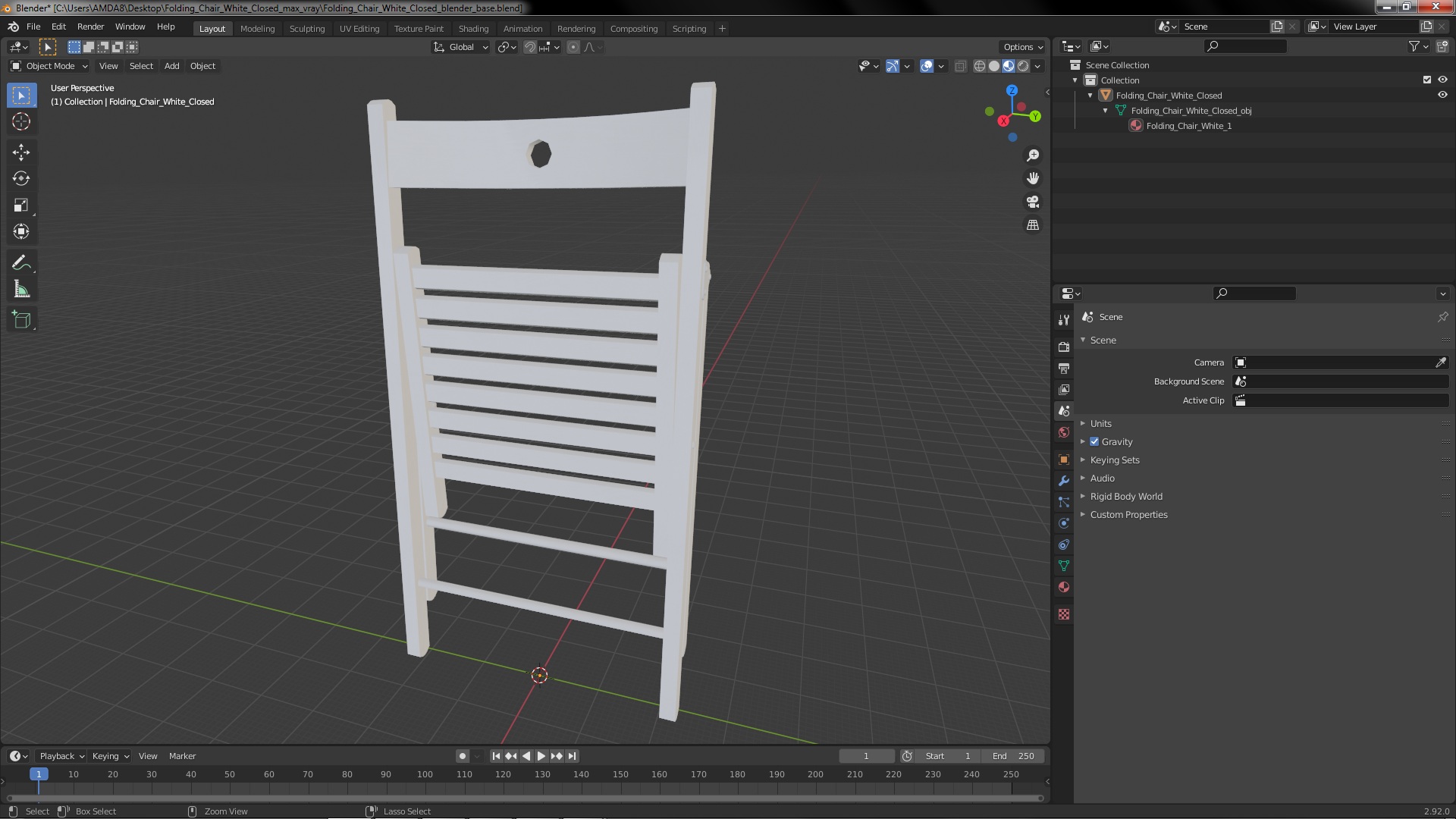3D Folding Chair White Closed