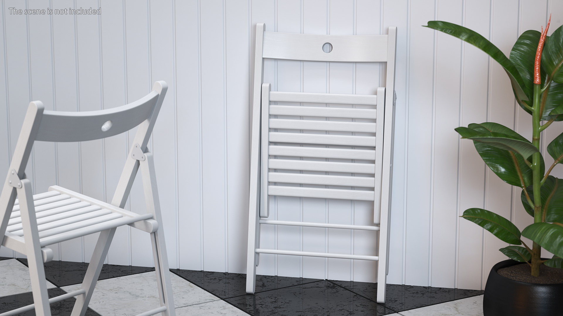 3D Folding Chair White Closed