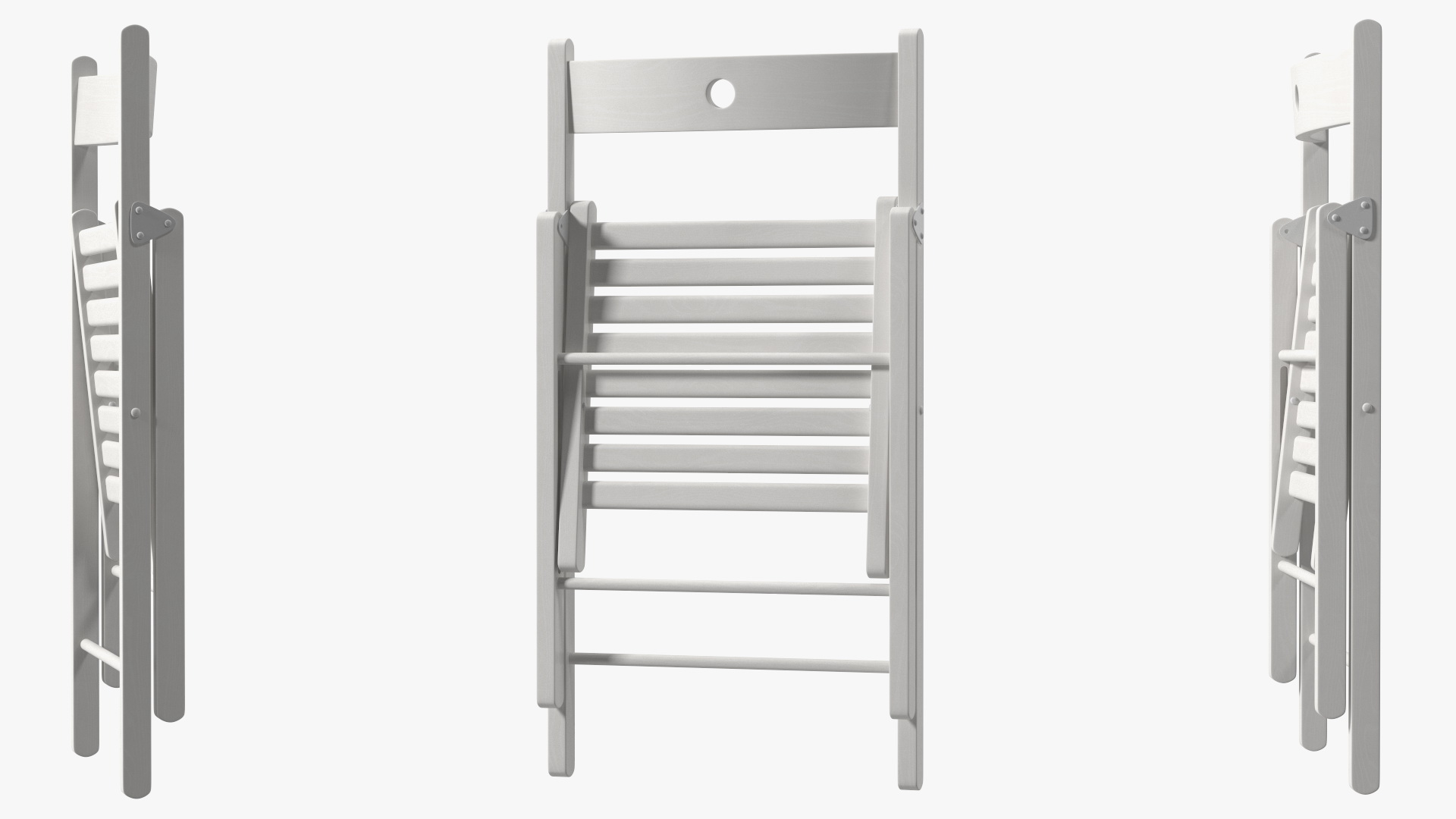 3D Folding Chair White Closed