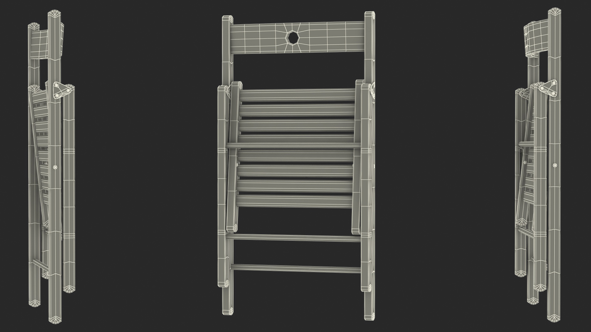3D Folding Chair White Closed