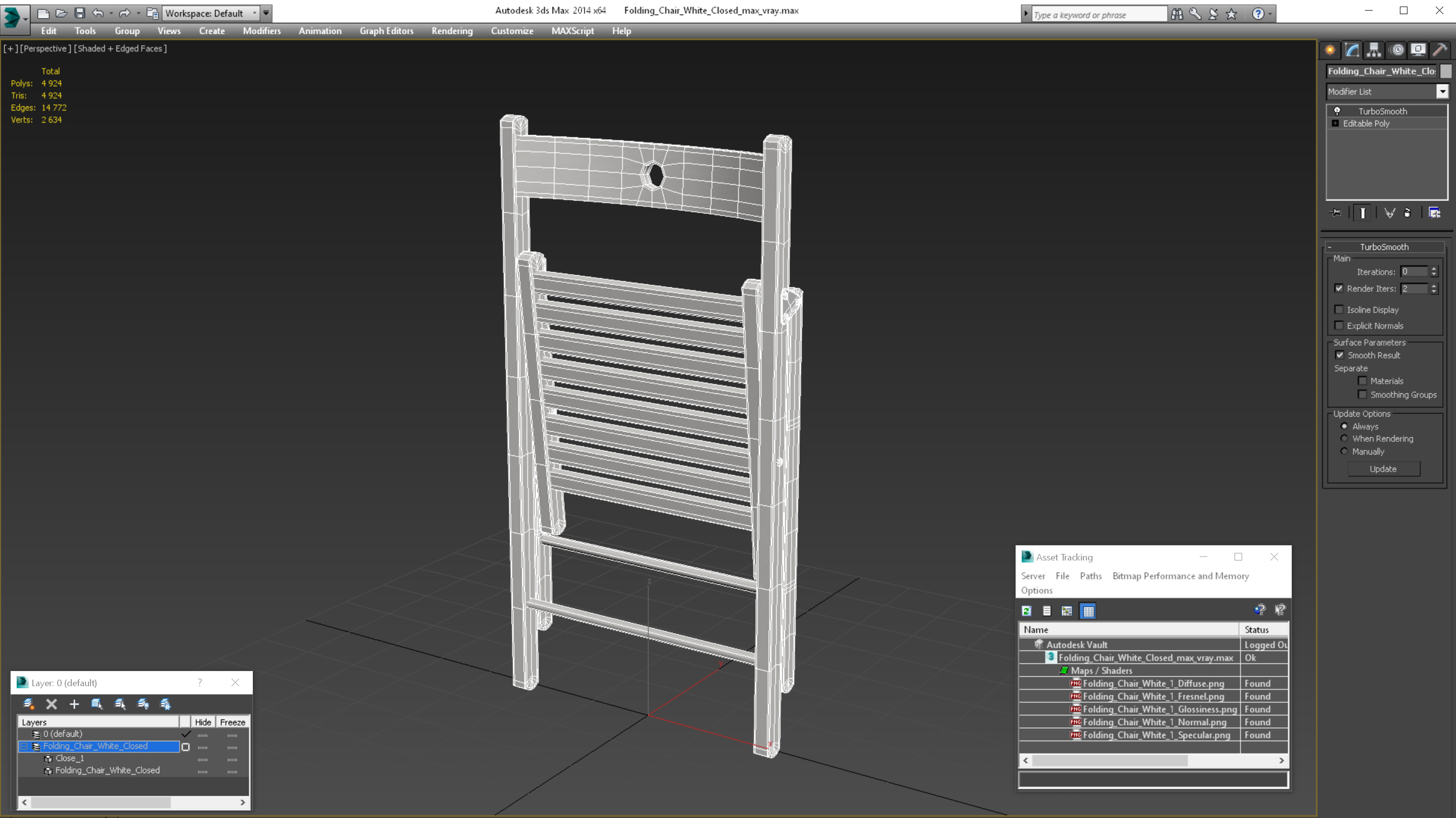 3D Folding Chair White Closed