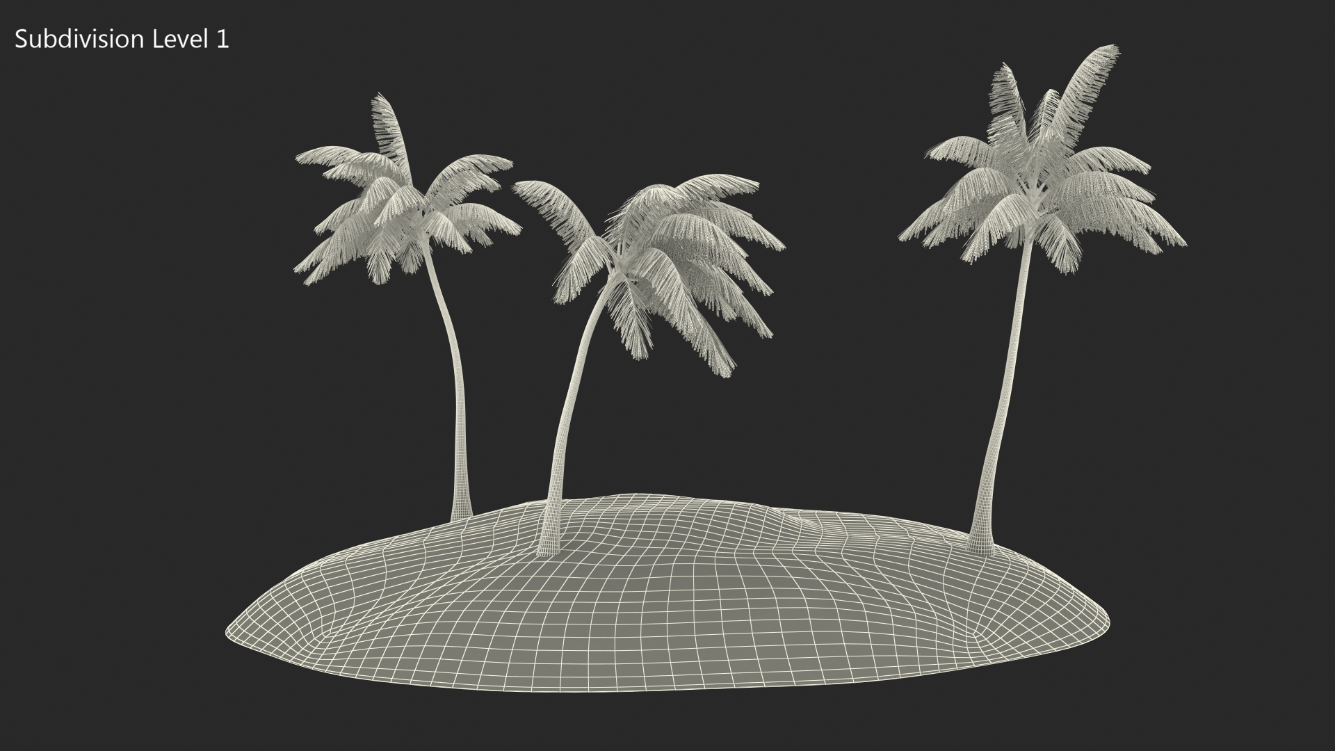 3D Tropical Island with Palms