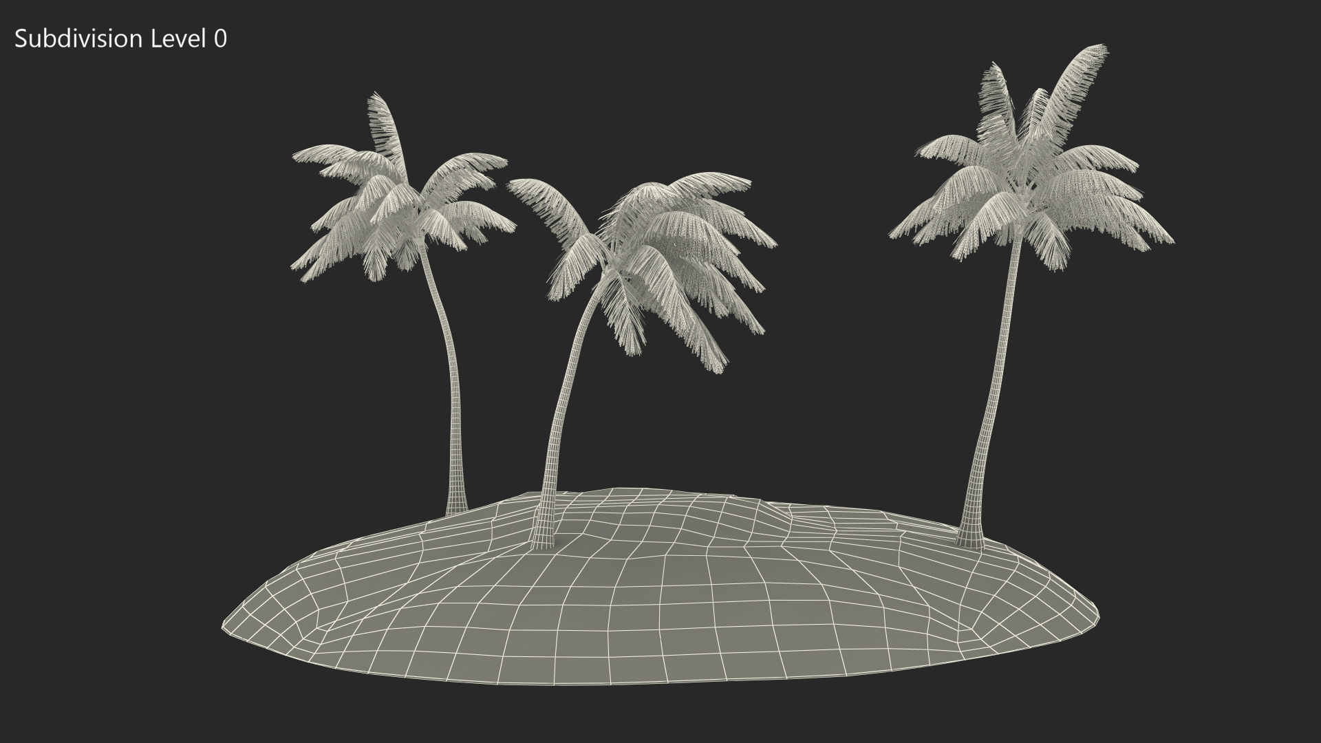 3D Tropical Island with Palms