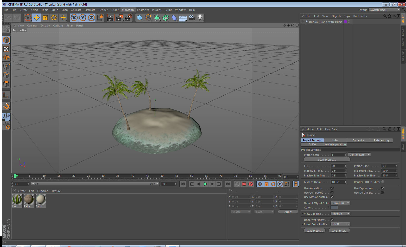3D Tropical Island with Palms