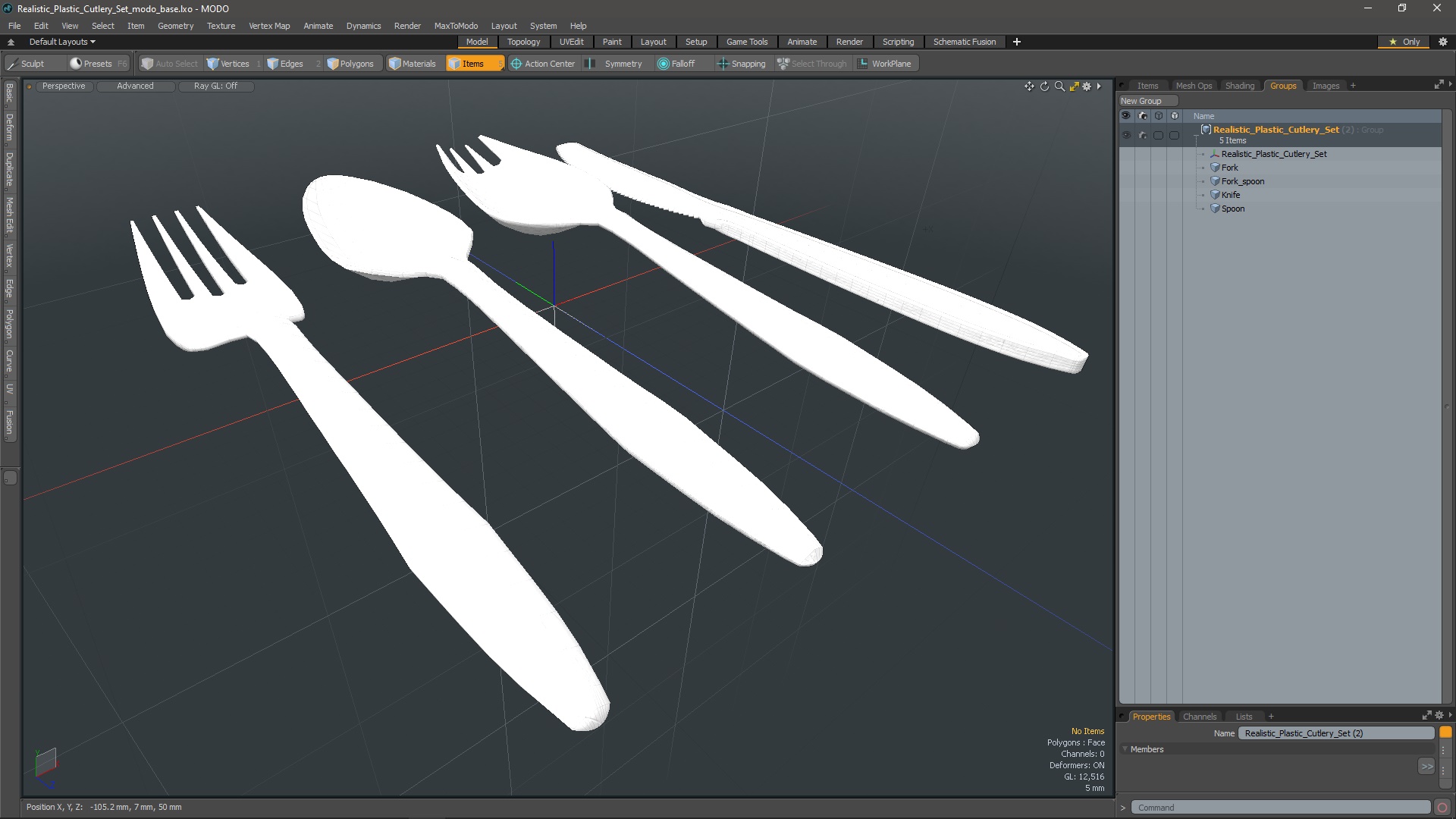 Realistic Plastic Cutlery Set 3D model