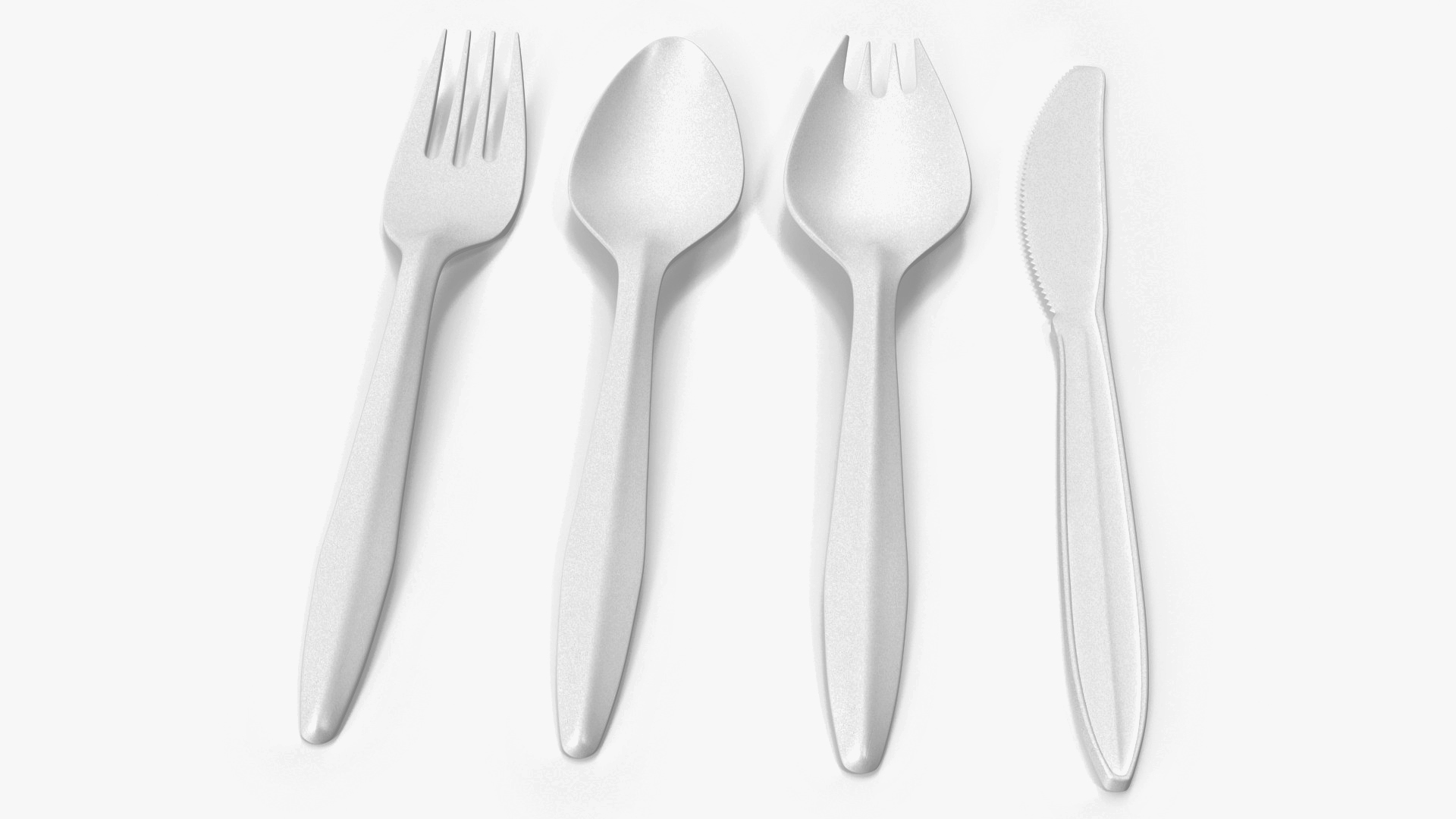 Realistic Plastic Cutlery Set 3D model