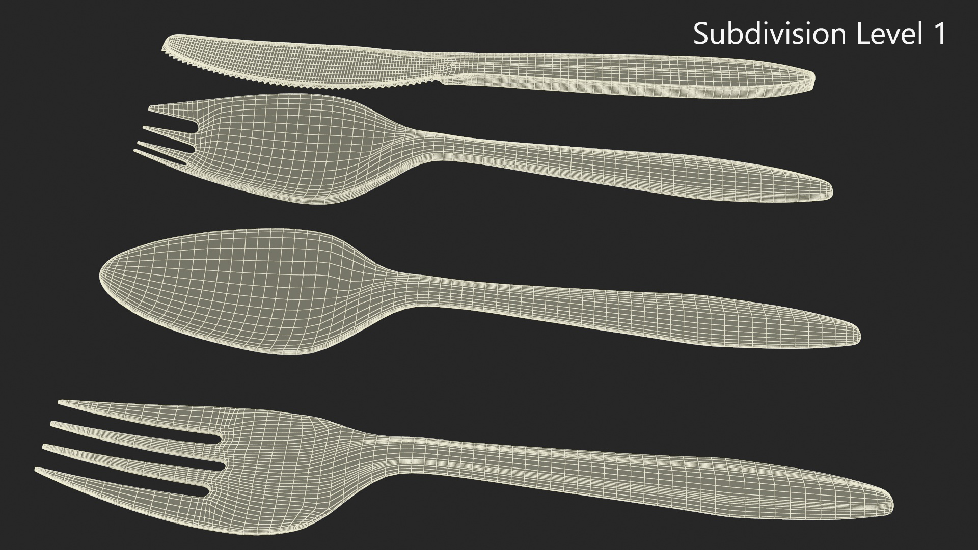 Realistic Plastic Cutlery Set 3D model