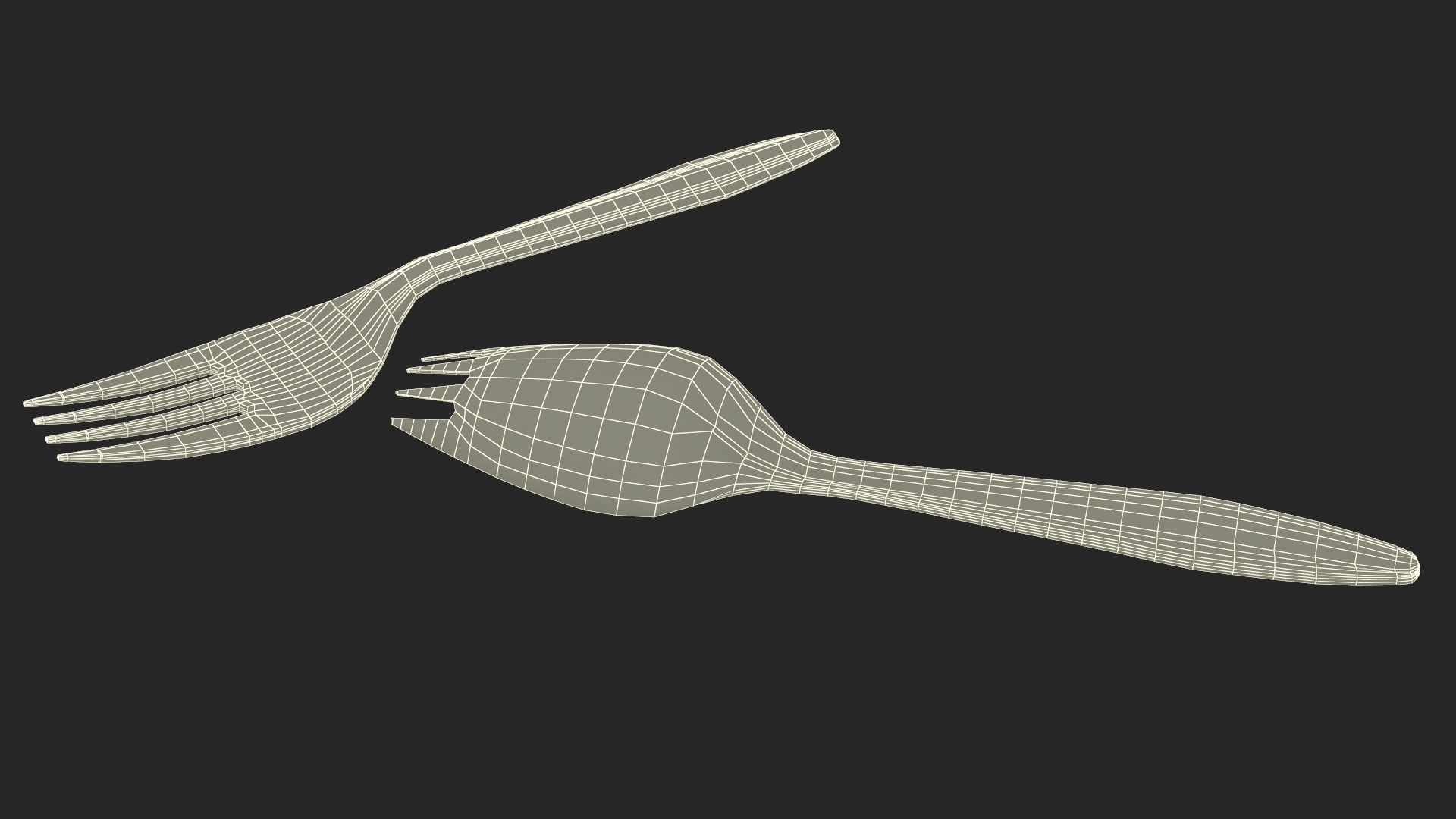 Realistic Plastic Cutlery Set 3D model
