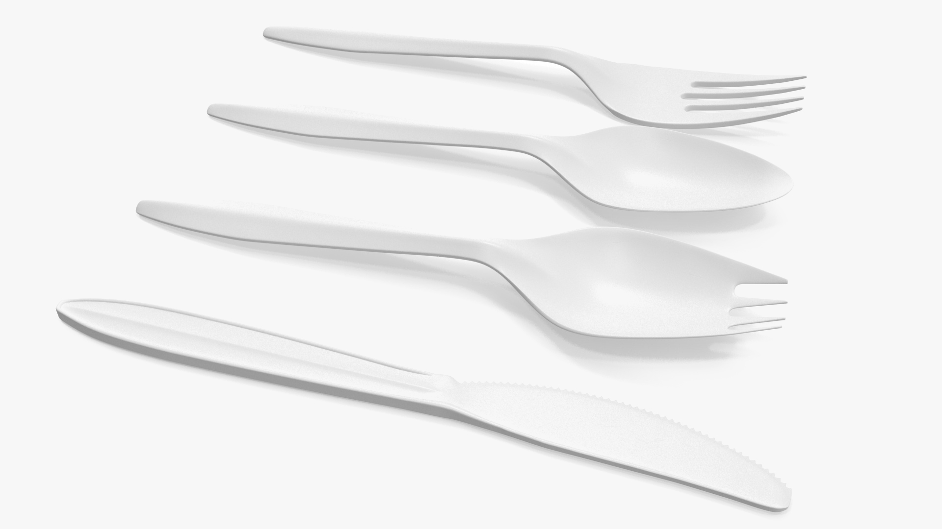 Realistic Plastic Cutlery Set 3D model