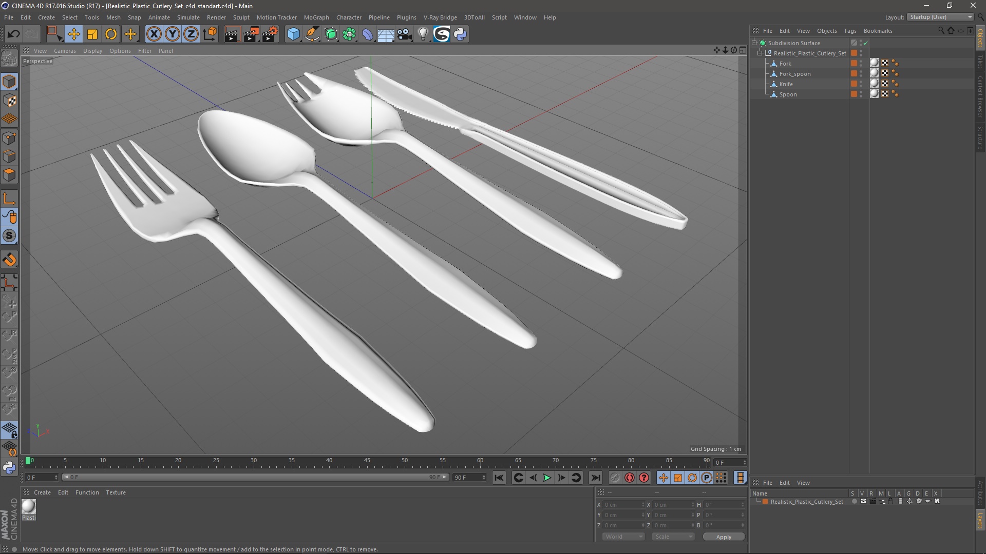 Realistic Plastic Cutlery Set 3D model