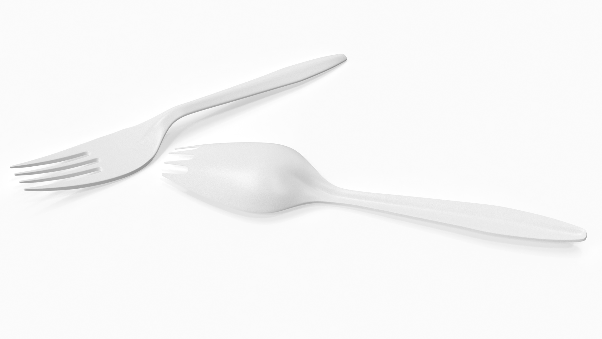 Realistic Plastic Cutlery Set 3D model