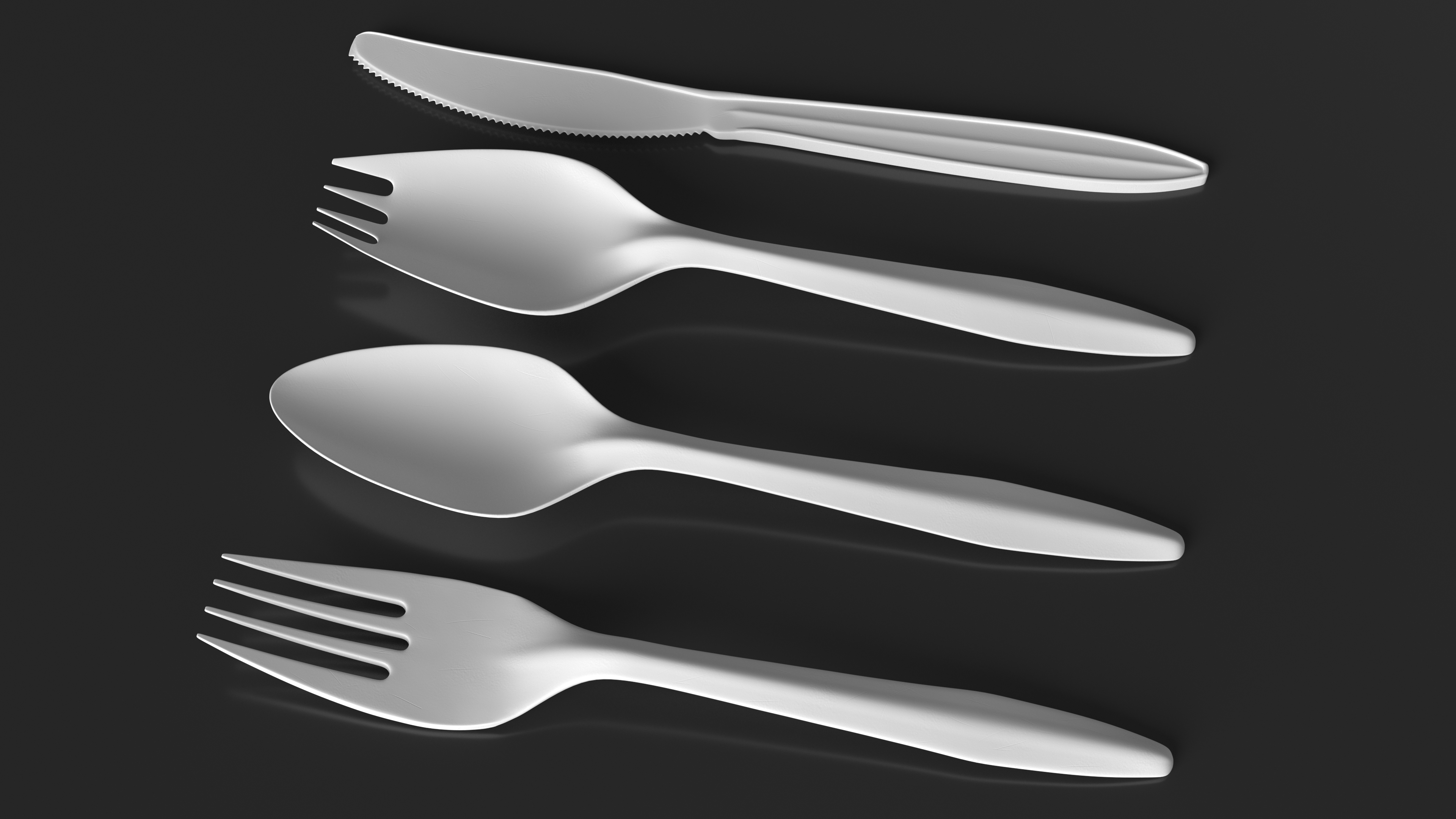 Realistic Plastic Cutlery Set 3D model