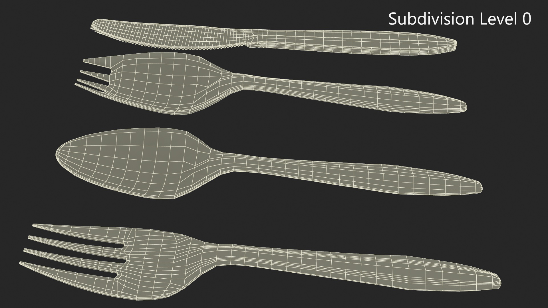 Realistic Plastic Cutlery Set 3D model
