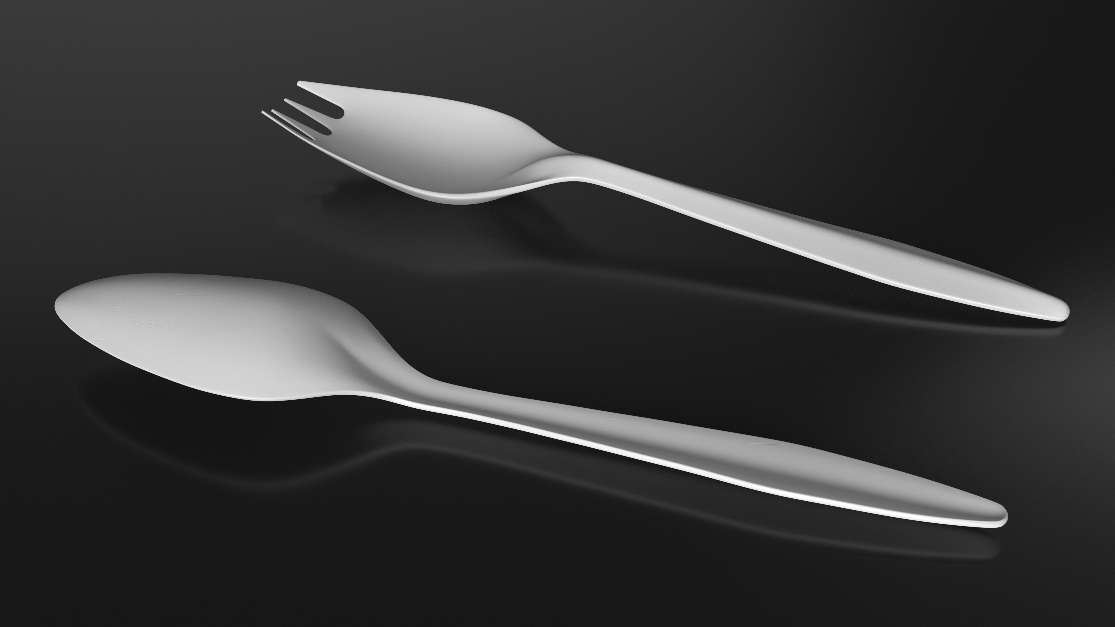 Realistic Plastic Cutlery Set 3D model