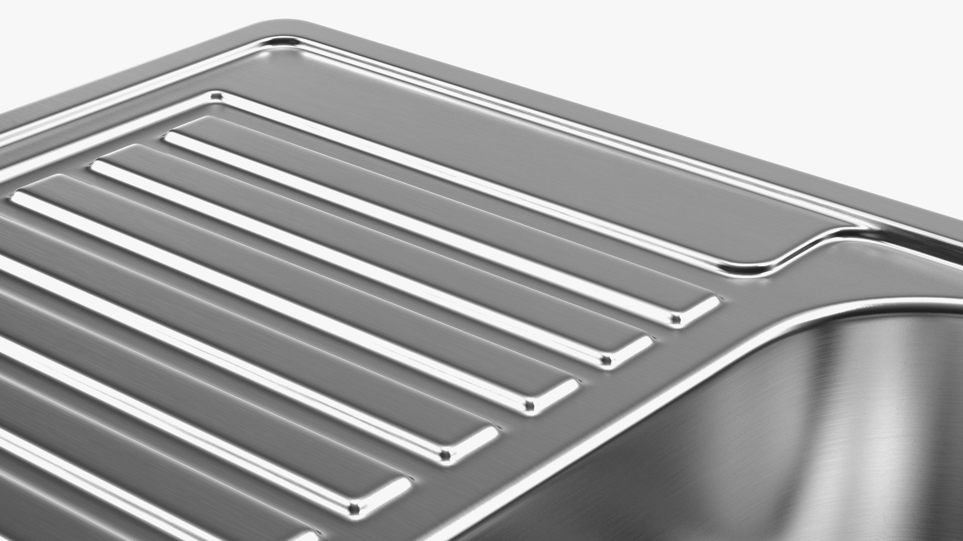 3D Double Bowl Stainless Steel Sink with Drainboard model