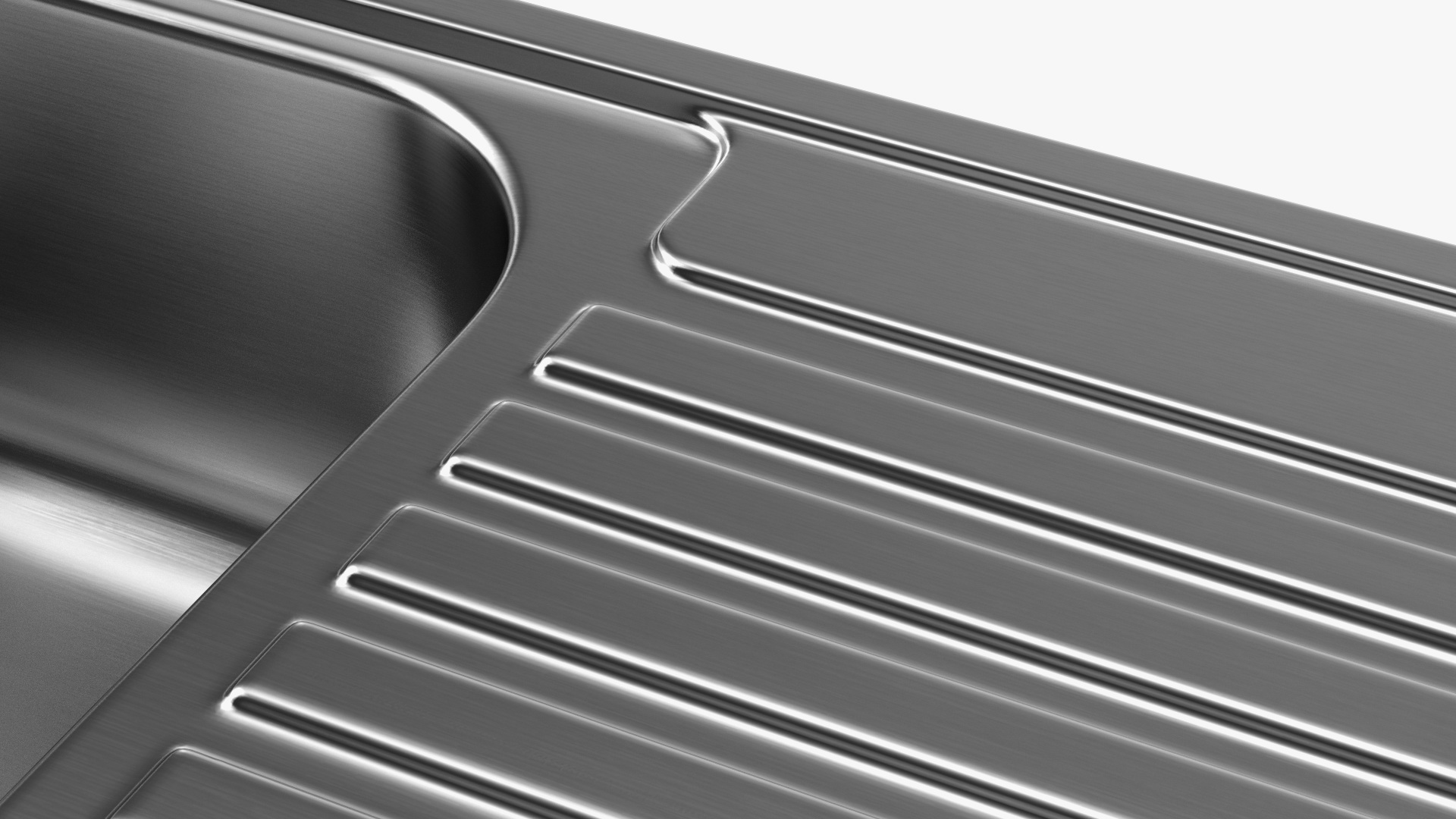 3D Double Bowl Stainless Steel Sink with Drainboard model