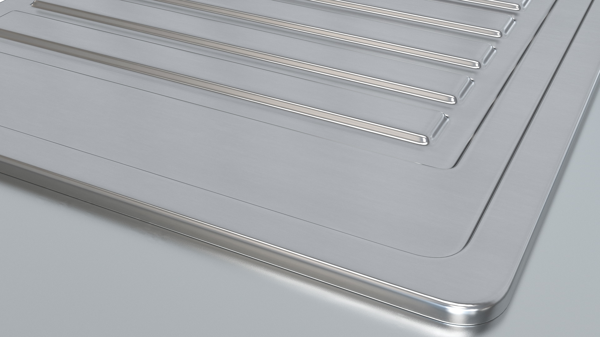 3D Double Bowl Stainless Steel Sink with Drainboard model