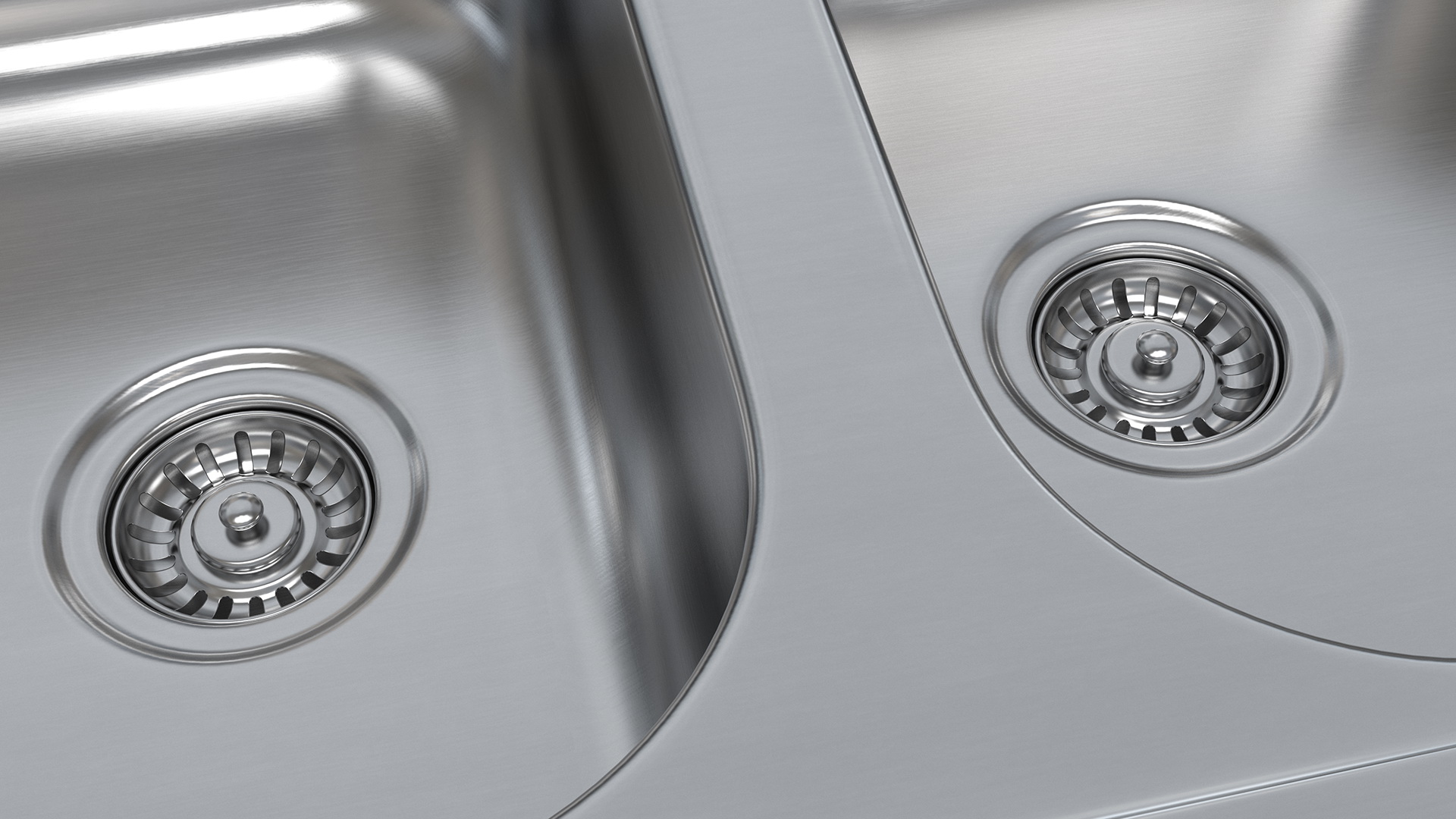 3D Double Bowl Stainless Steel Sink with Drainboard model