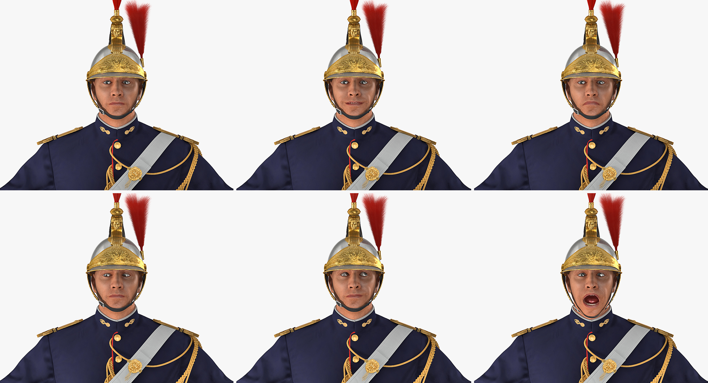 3D French Republican Guard in Traditional Uniform Rigged model