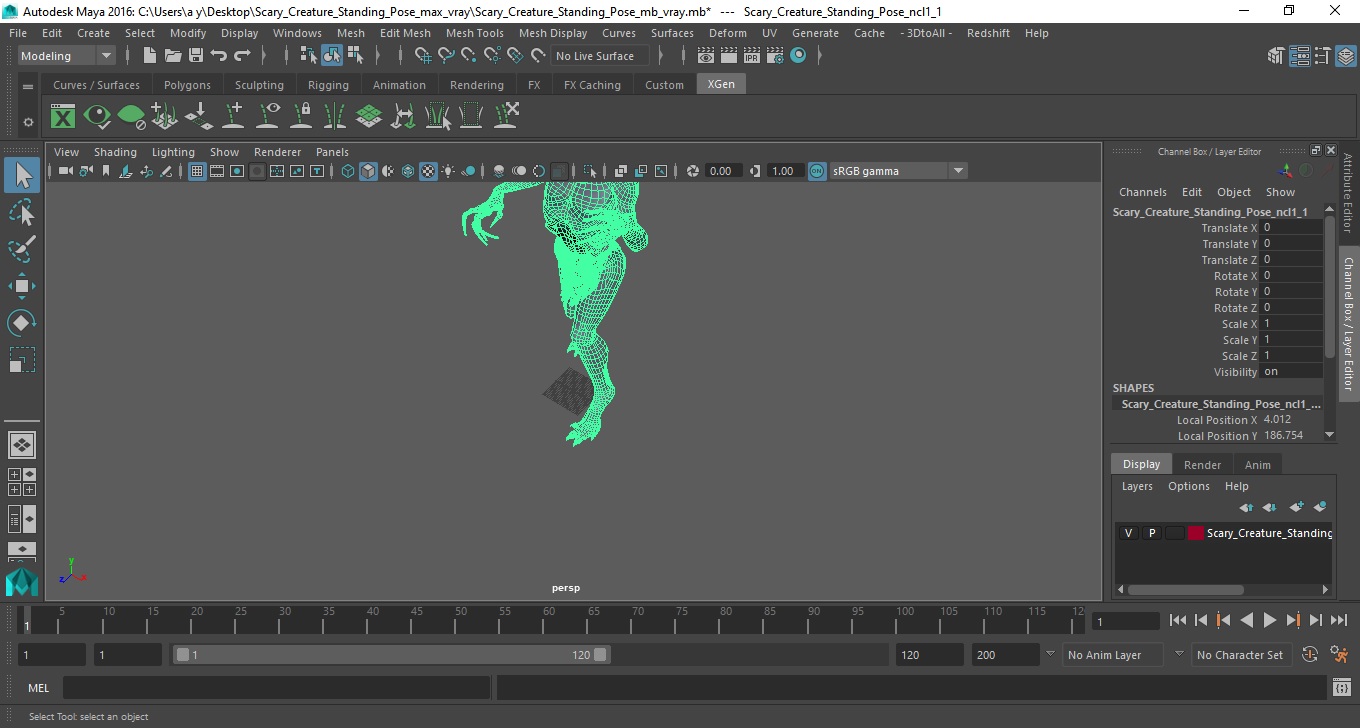 3D Scary Creature Standing Pose model