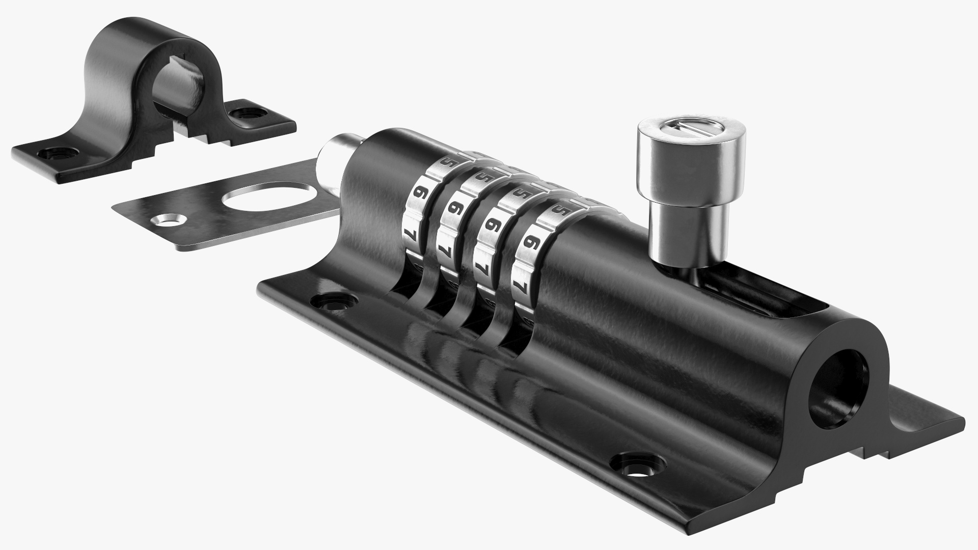3D Combi Bolt Door Lock Black