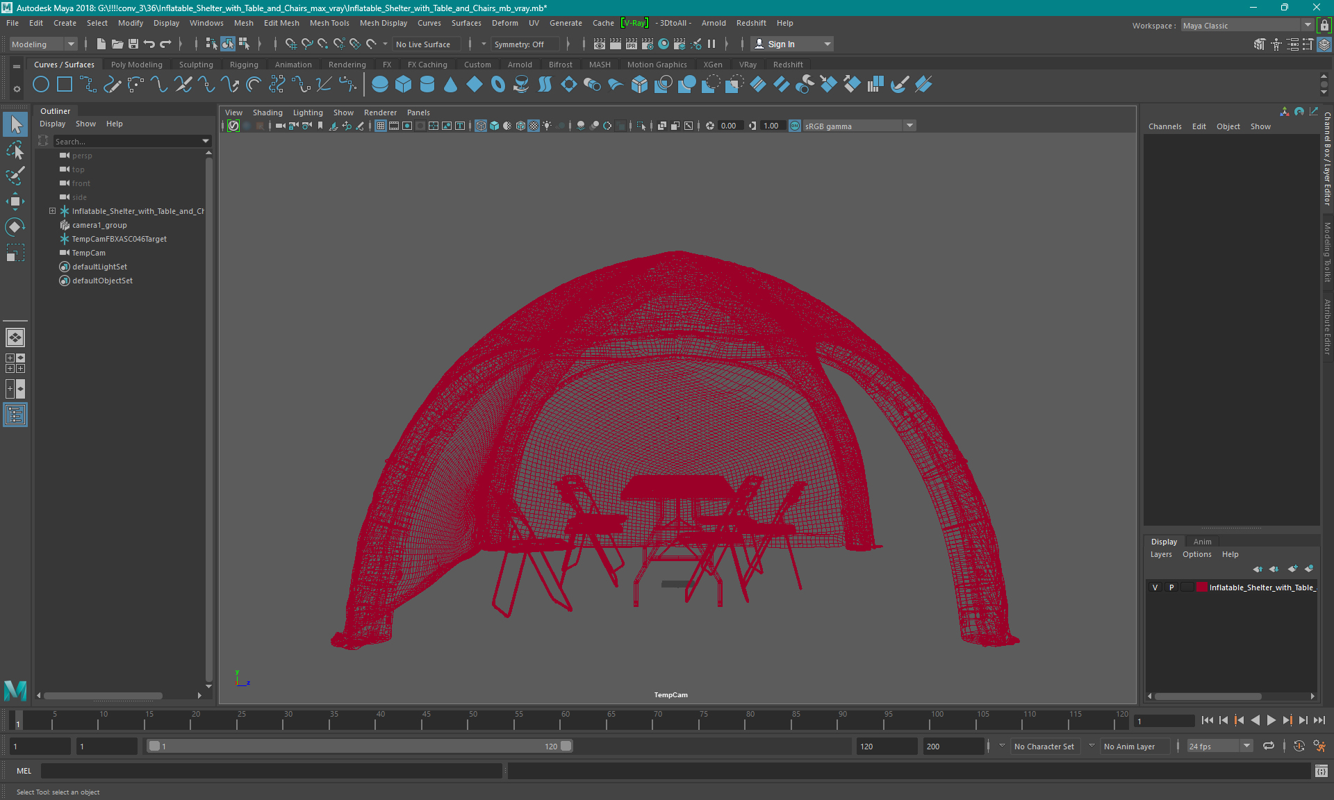 3D model Inflatable Shelter with Table and Chairs