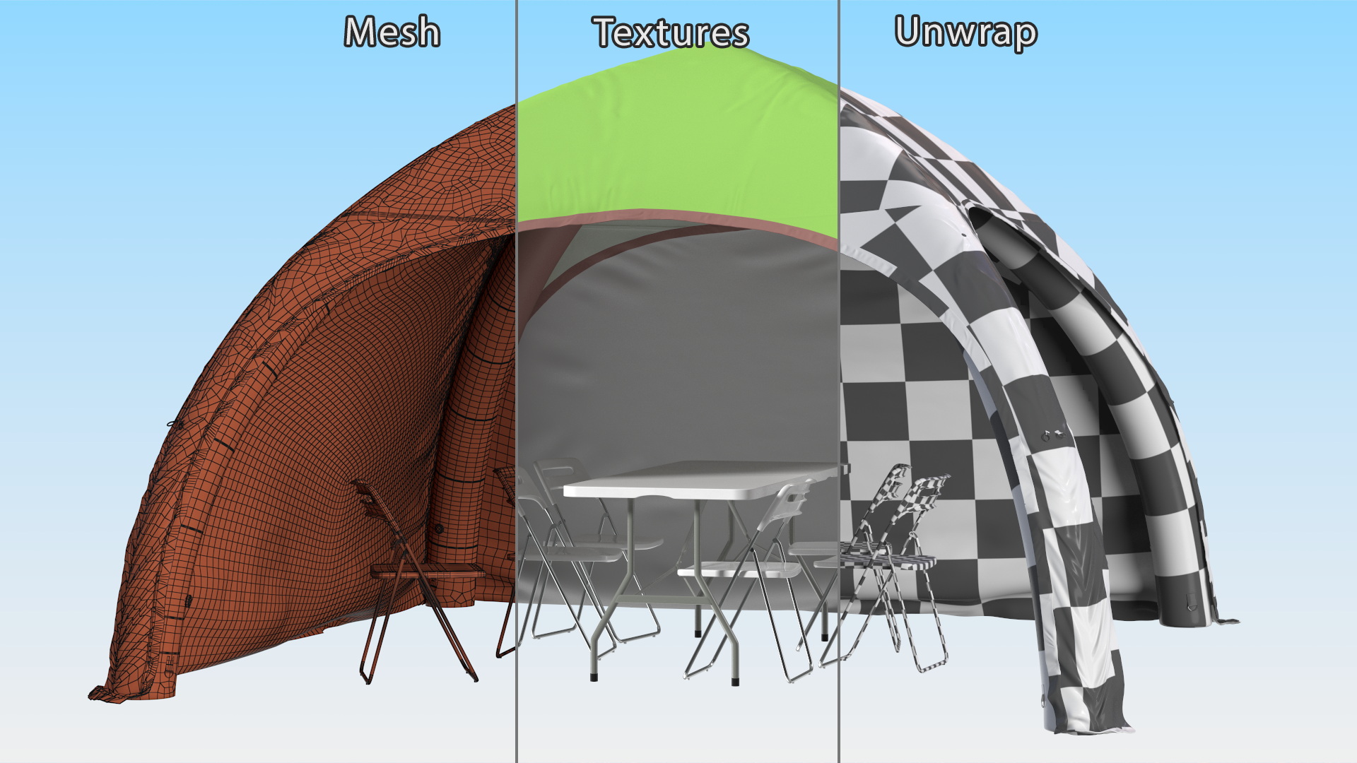 3D model Inflatable Shelter with Table and Chairs